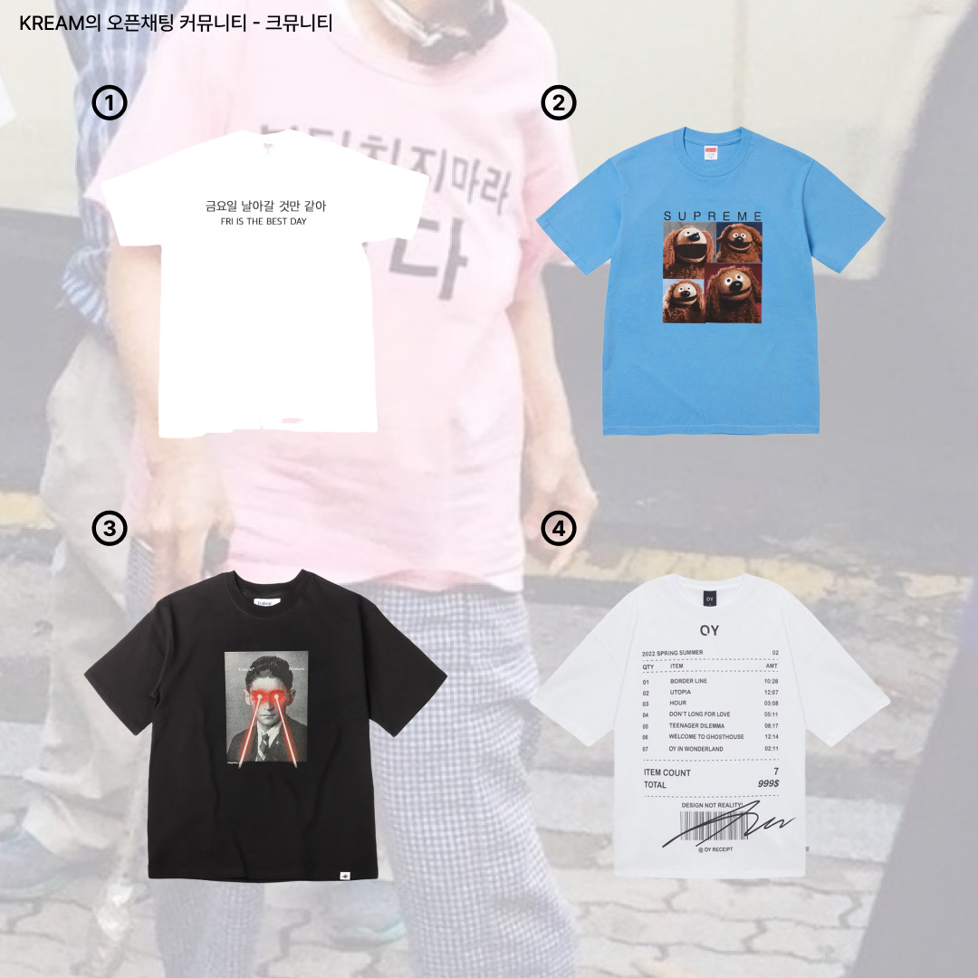 [KREAM 단독] Kims Fruits Fri Is The Best Day, Supreme Rowlf T-Shirt Bright Blue - 24SS 착용 스타일 - 2