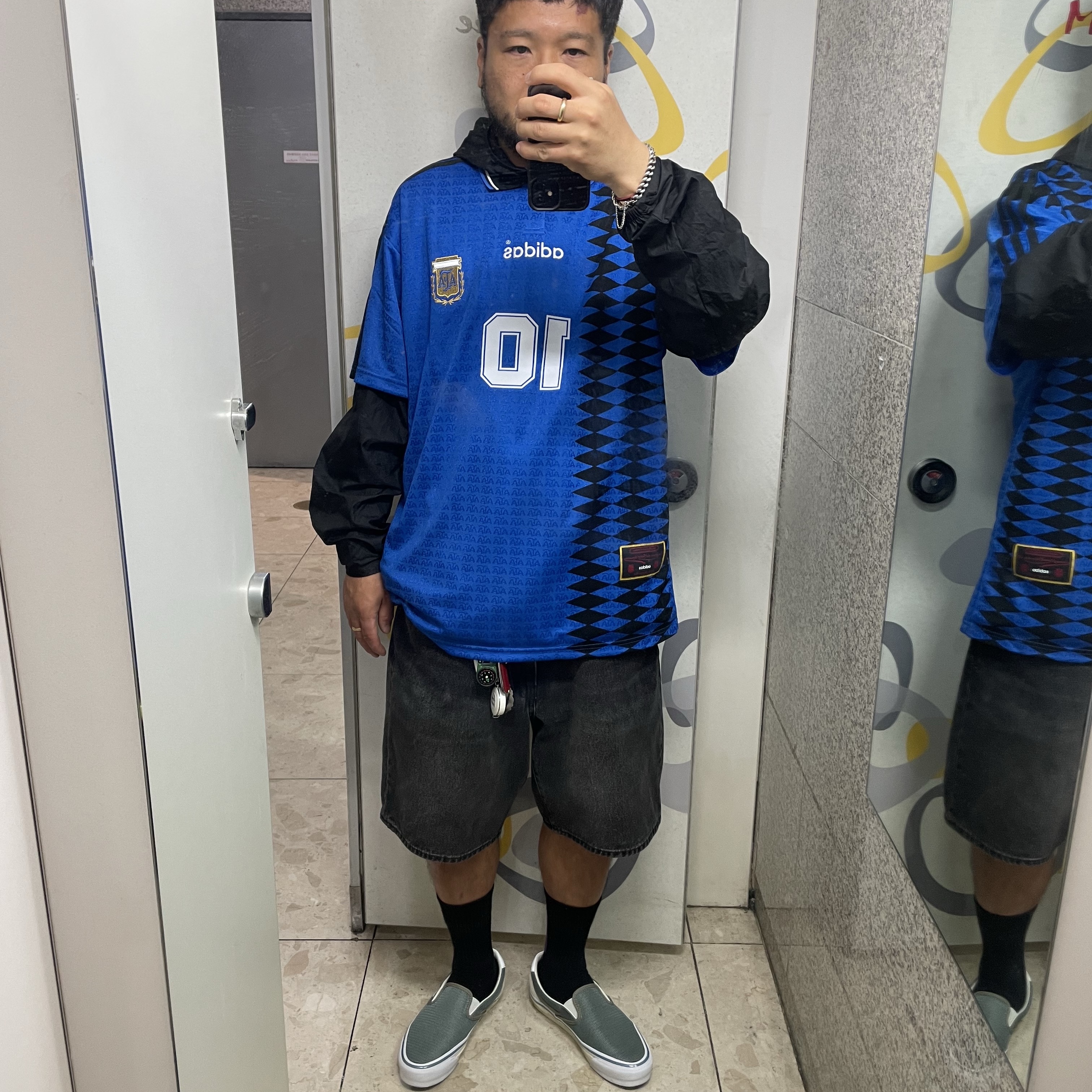 Adidas Argentina 1994 Away Jersey Blue - KR Sizing 착용 스타일