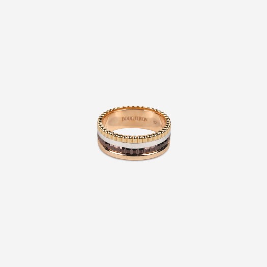 Boucheron Quatre Classique Ring Small 18K Yellow White Pink Gold Brown