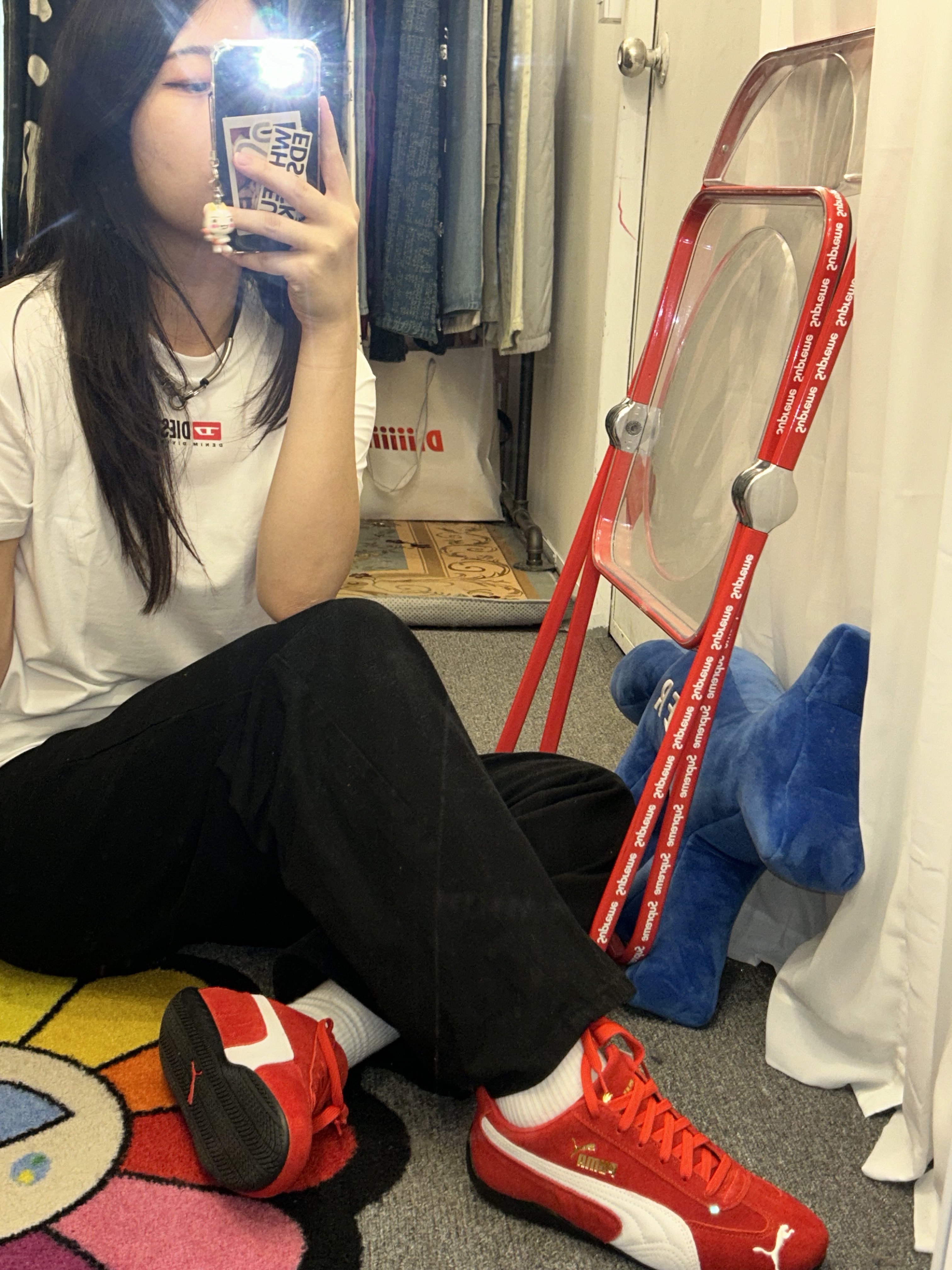 (W) Puma Speedcat OG Black White, Adidas x Wales Bonner Statement Graphic T-Shirt Chalk White - US Sizing 착용 스타일 - 2