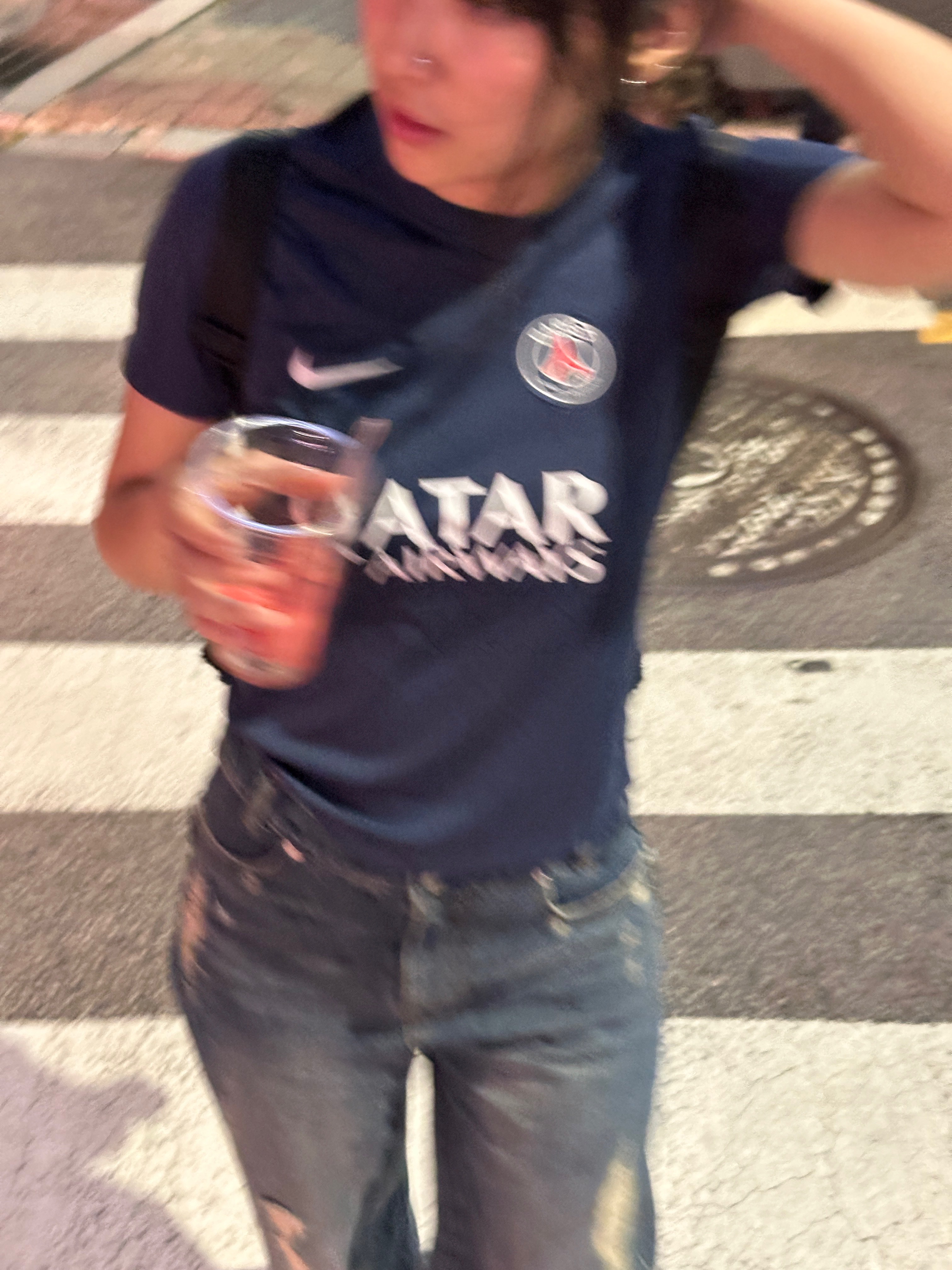 (Kids) Nike Paris Saint-Germain Academy Pro Dri-Fit Football Short Sleeve Knit Top Midnight Navy 착용 스타일