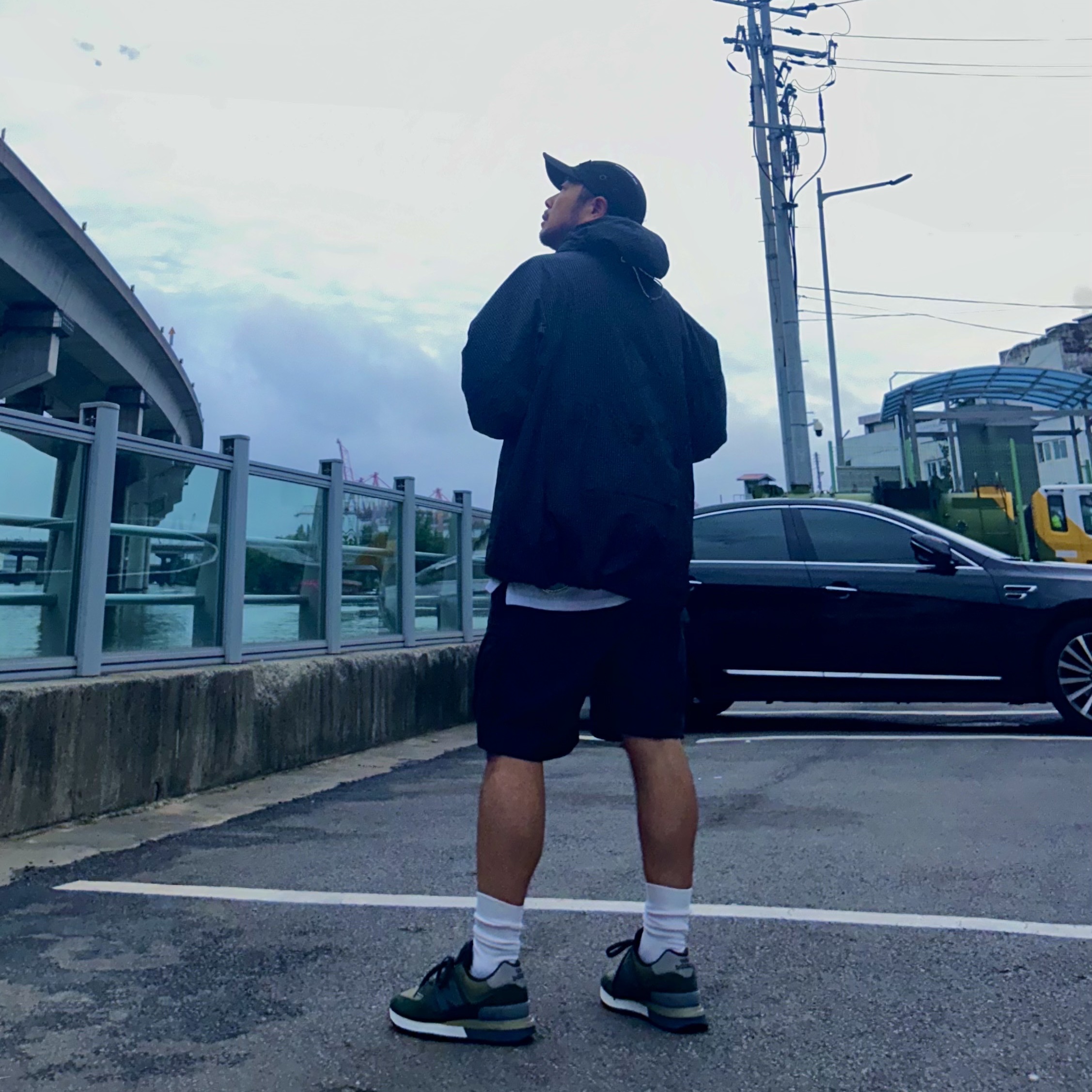 Supreme Military Camp Cap Black - 21FW, New Balance x Stone Island 574 Legacy Dark Green 착용 스타일 - 3