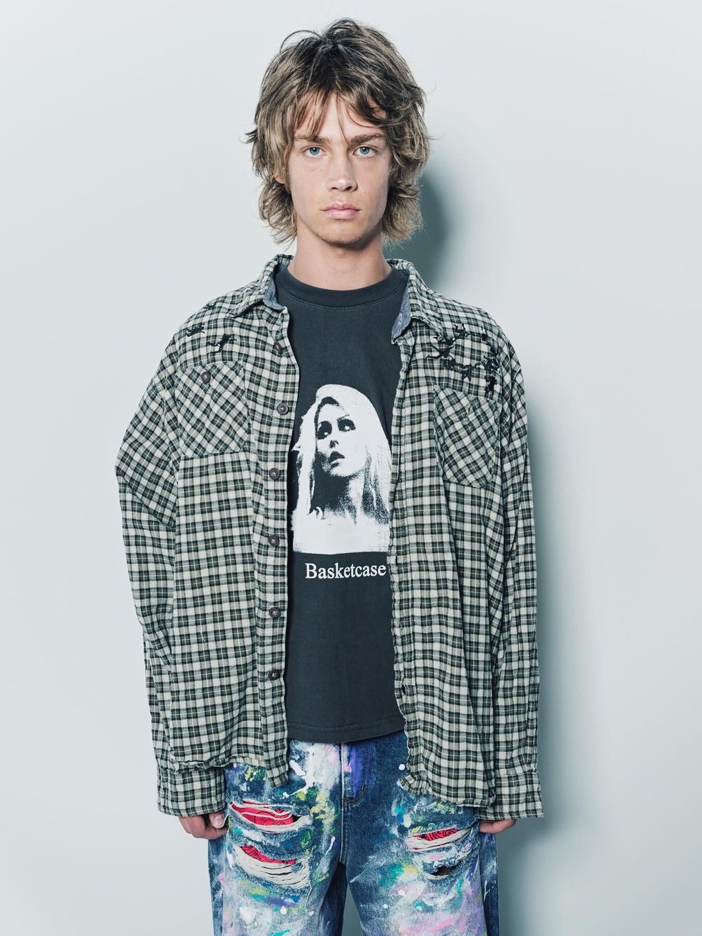 Basketcase Metal V1 Tee Vintage Black, Basketcase Lucky Track Jacket Black Cream 착용 스타일 - 6