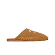 Celine Marlou Triomphe Mule in Suede Calfskin Dark Havana