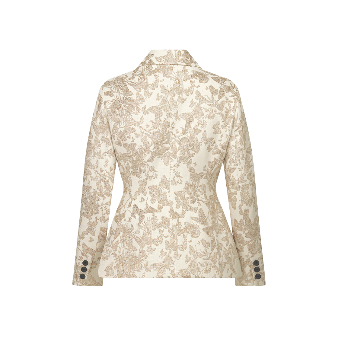 (W) Dior Fitted Jacket White Technical Jacquard Gold Tone Allover Butterfly Motif 상세 이미지 2