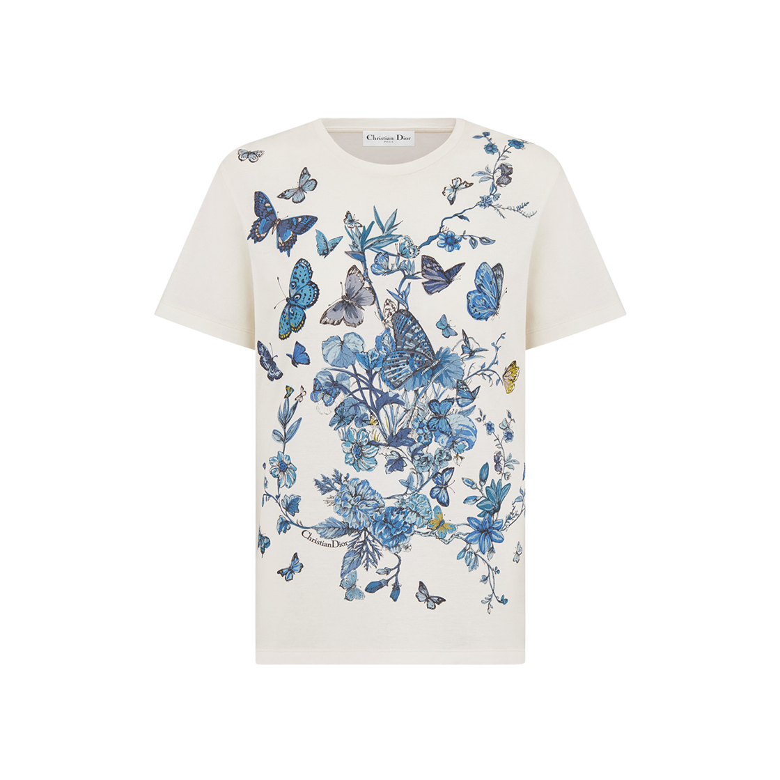 (W) Dior T-Shirt White Jersey Pastel Midnight Blue Mexico Motif 상세 이미지 1