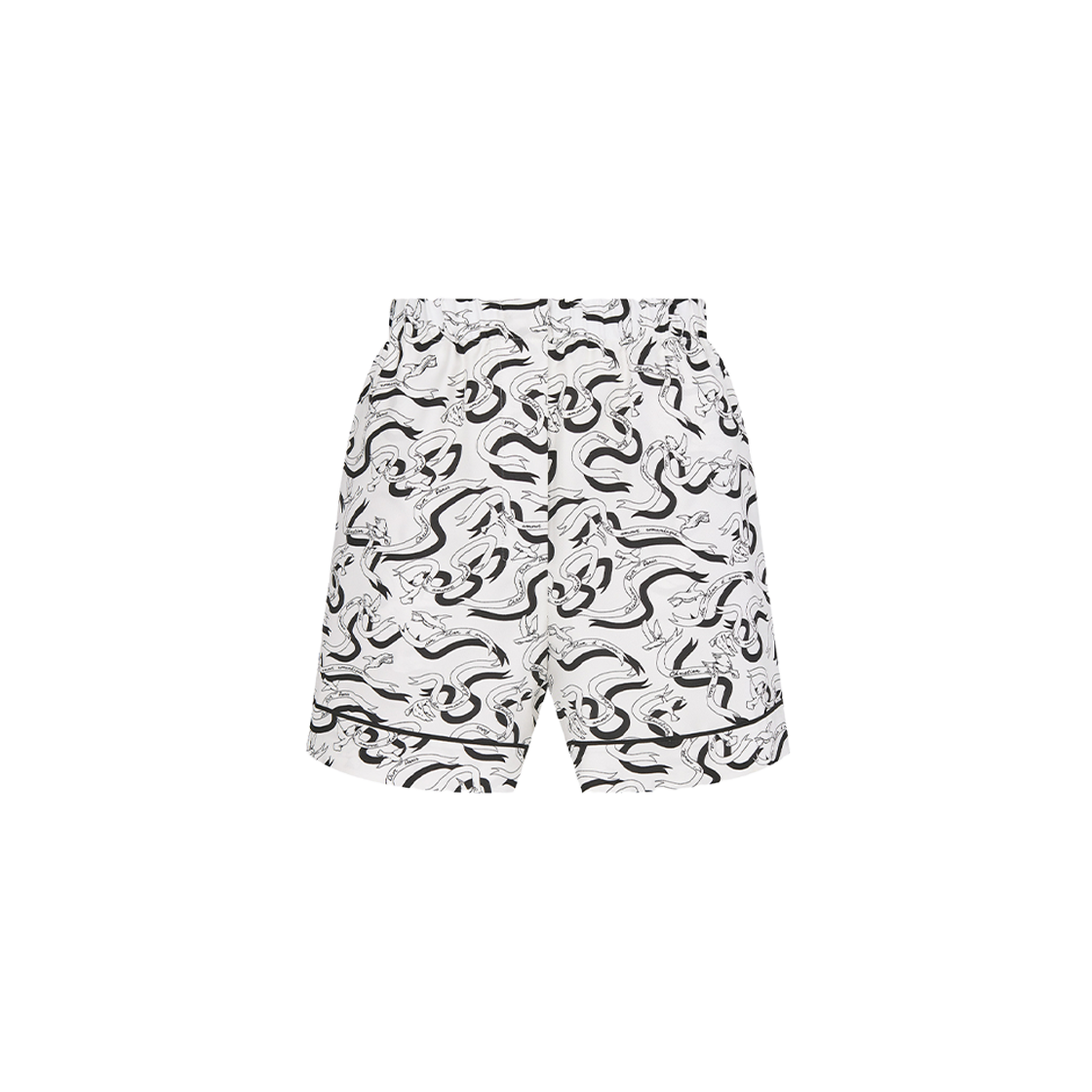 (W) Dior Shorts White Silk Twill White Black Colombe E Cartigli Motif 상세 이미지 1