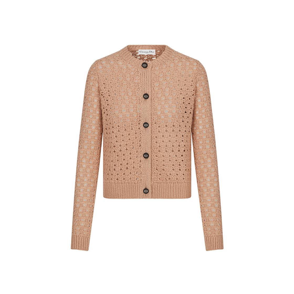 (W) Dior Cannage Cardigan Melocoton Pink Alpaca Cashmere Silk Openwork Knit 상세 이미지 1