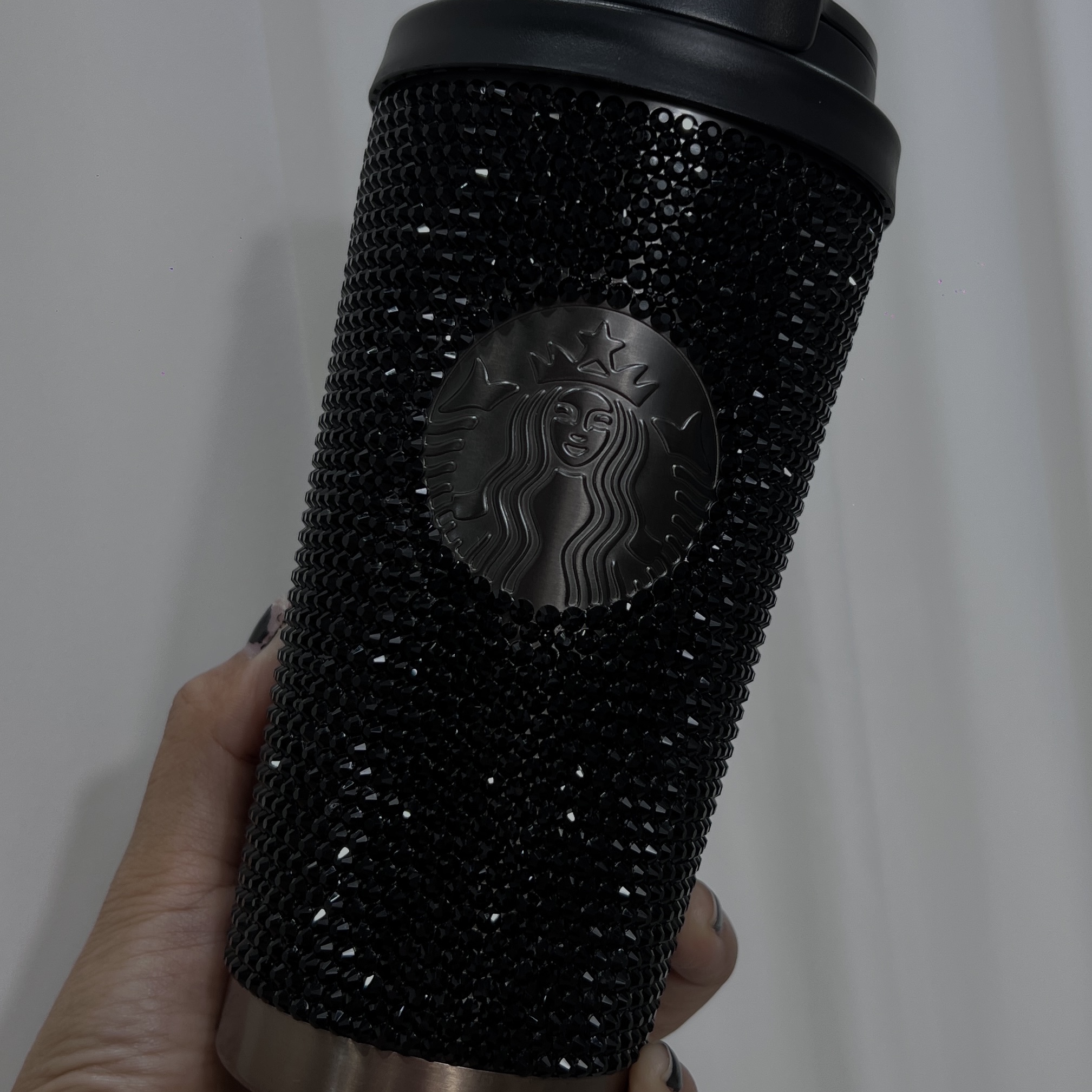 Starbucks SS 25th Anniversary Rhinestone Black Tumbler 473ml 착용 스타일 - 2