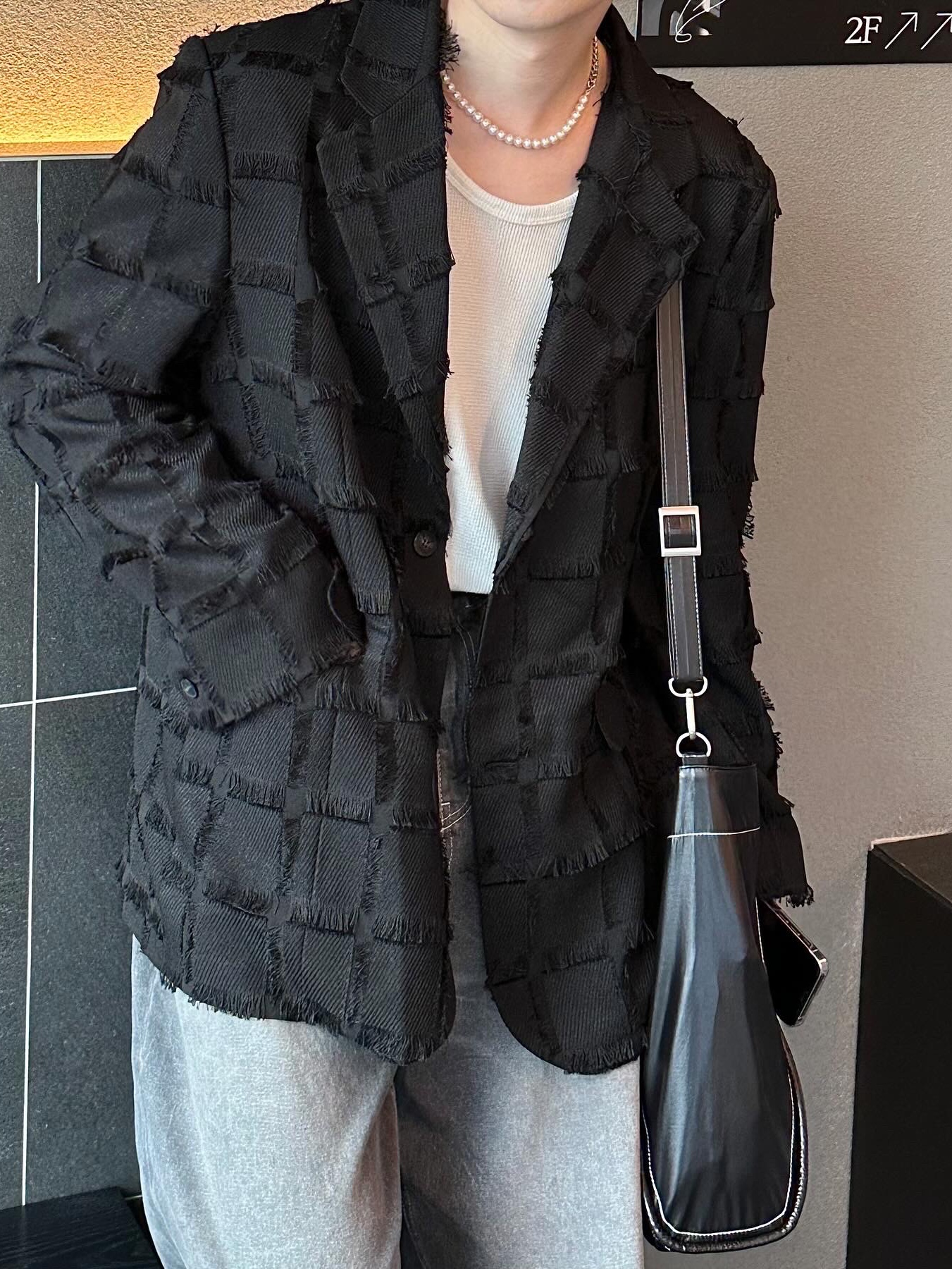 Matin Kim Big Coating Tote Bag Black, Nike Air Force 1 '07 Low White 착용 스타일 - 3
