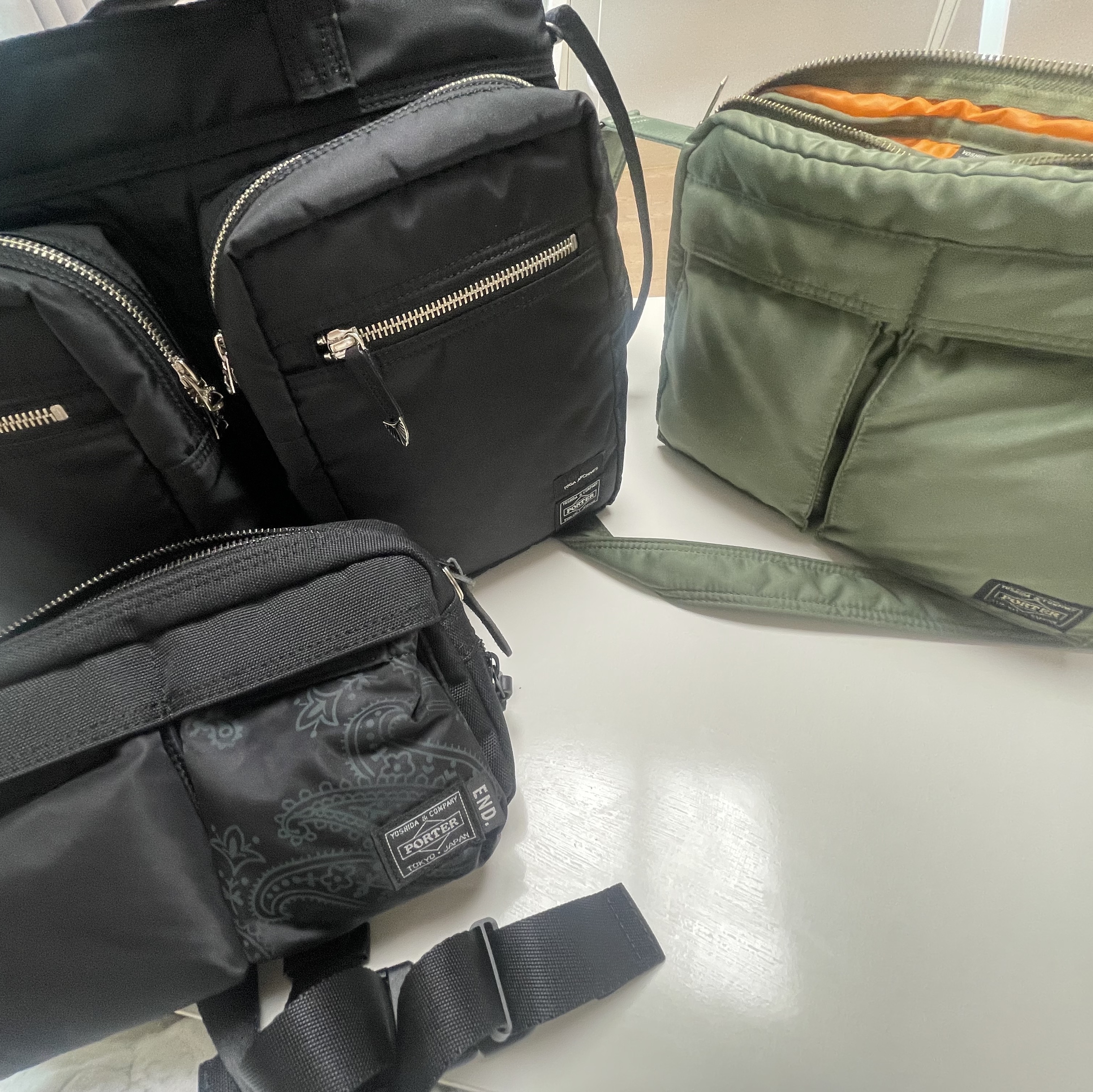 Porter x Toga Tote Bag Black, Porter x END. Waist Bag Black 착용 스타일