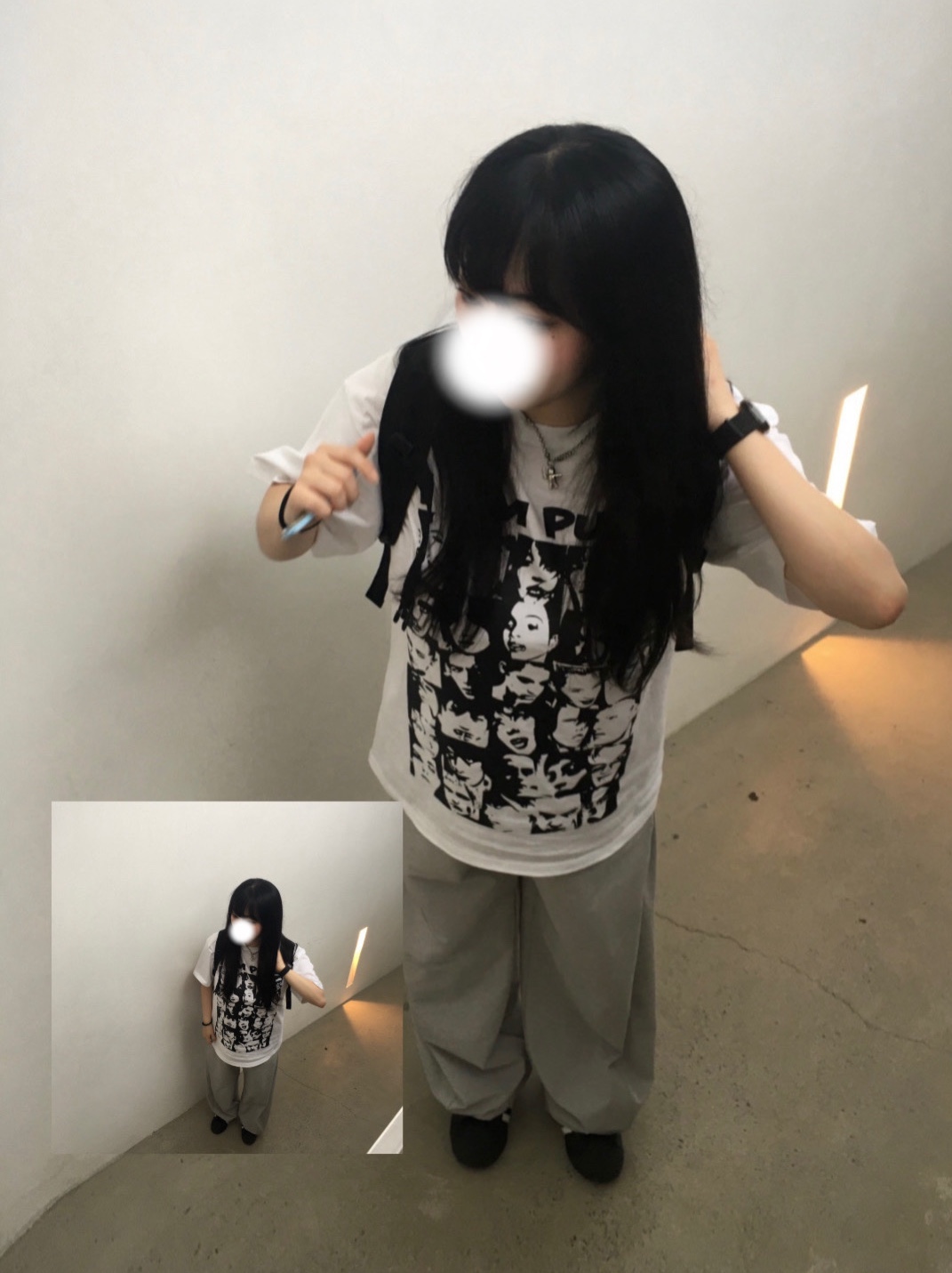 Mischief Rhombus Backpack Black, Sansan Gear Snap Pants Light Grey - 23SS 착용 스타일 - 3