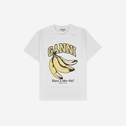 (W) Ganni White Relaxed Banana T-Shirt Bright White