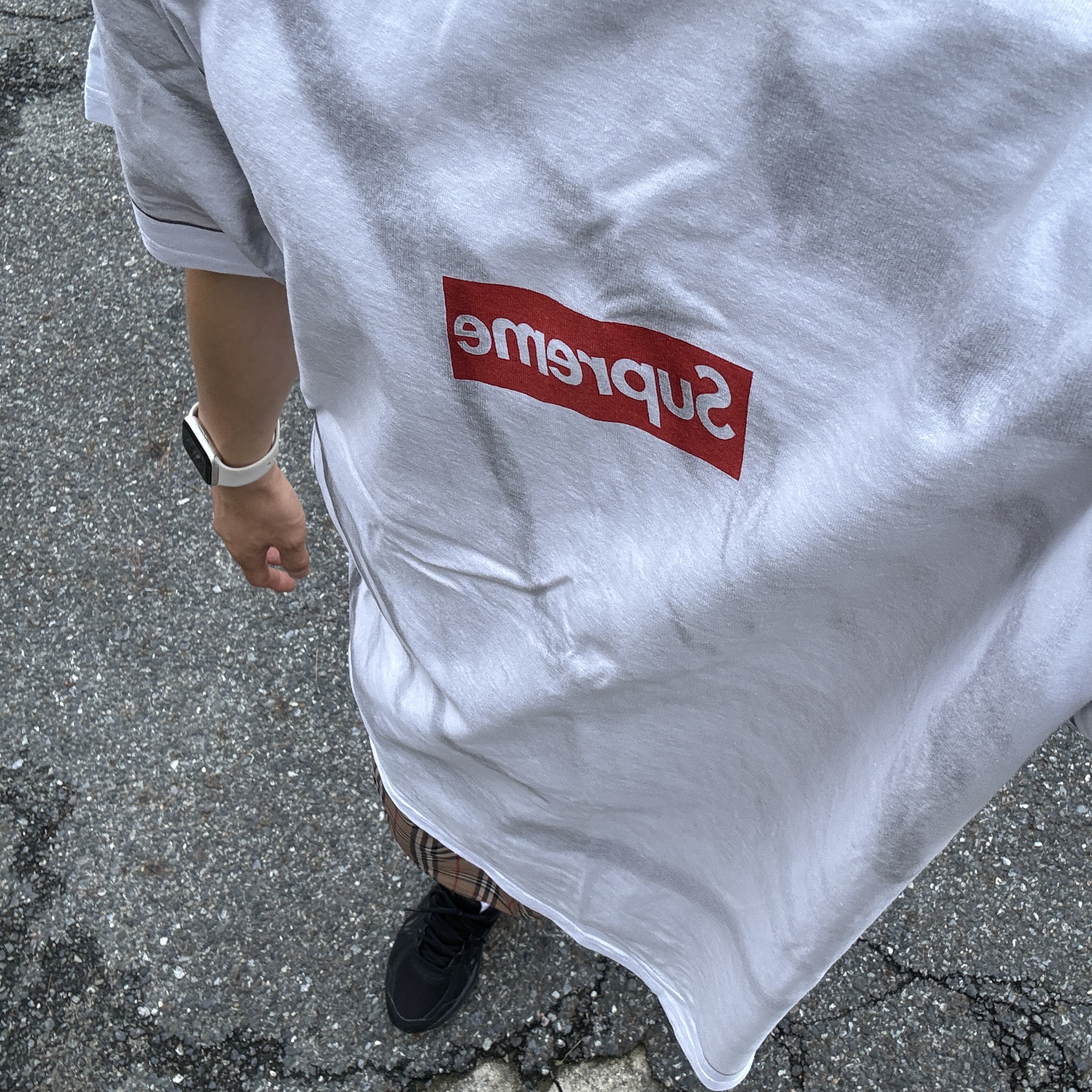 Supreme x MM6 Maison Margiela Box Logo T-Shirt White - 24SS 착용 스타일