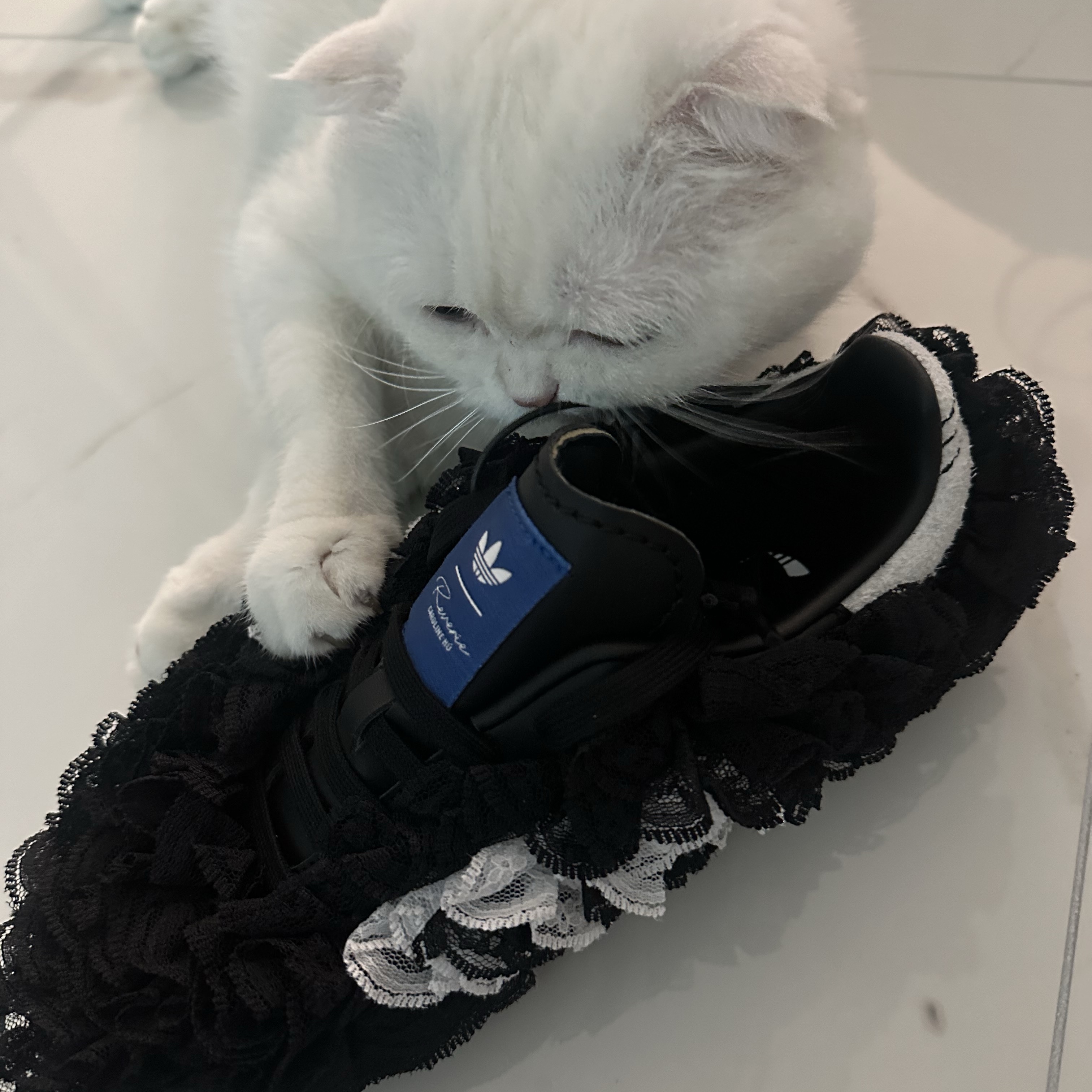 (W) Adidas x Caroline Hu Samba Lace Black 착용 스타일 - 1
