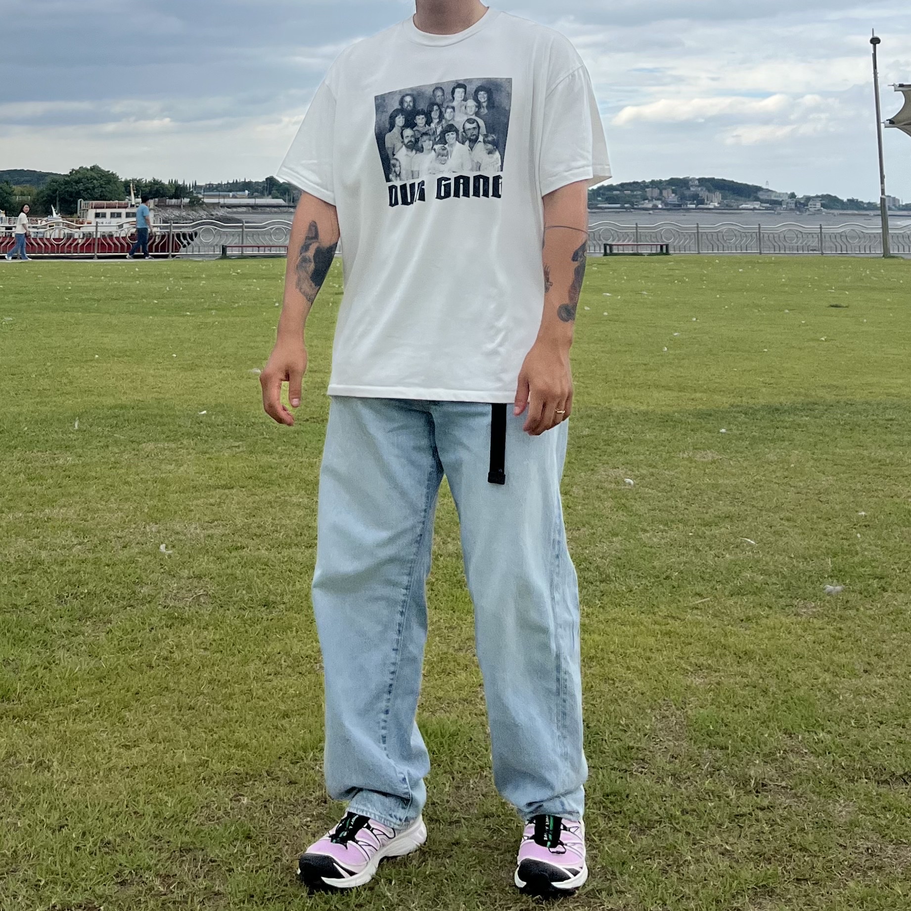 Salomon x Sandy Liang XT-6 Expanse Cradle Pink, Comoli 5P Denim Pants Bleach - 23SS 착용 스타일