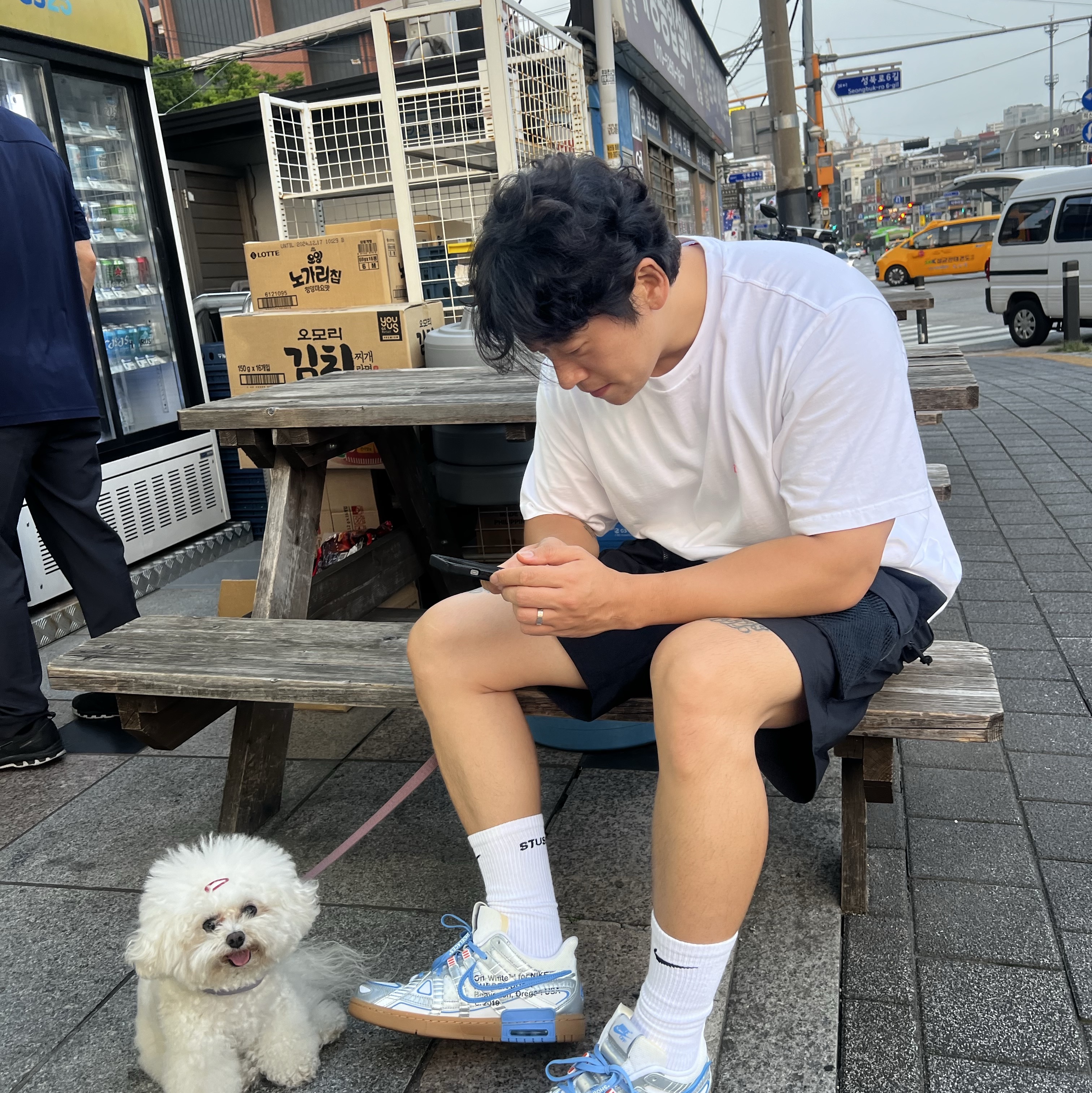 Nike x Off-White Air Rubber Dunk University Blue 착용 스타일 - 4
