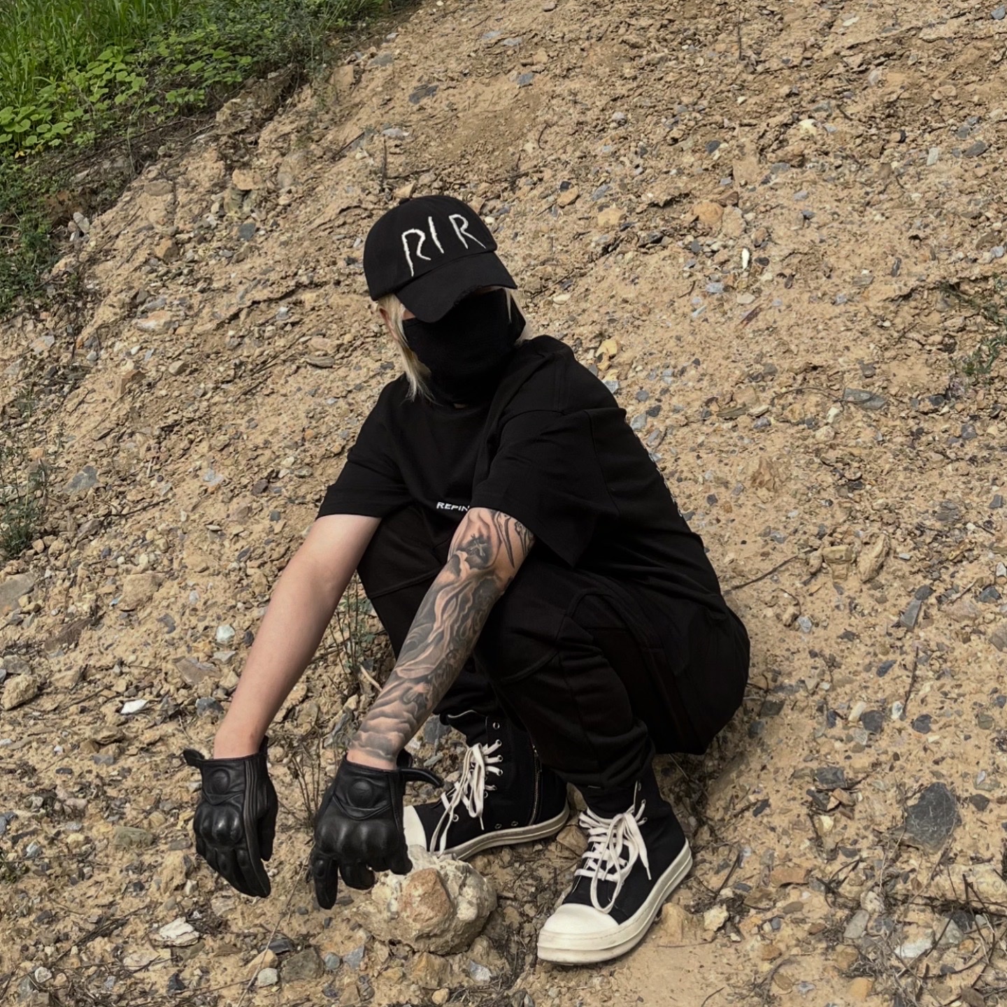 Rick Owens Drkshdw Calf Leather Penta Sneakers Black Milk White 착용 스타일 - 3