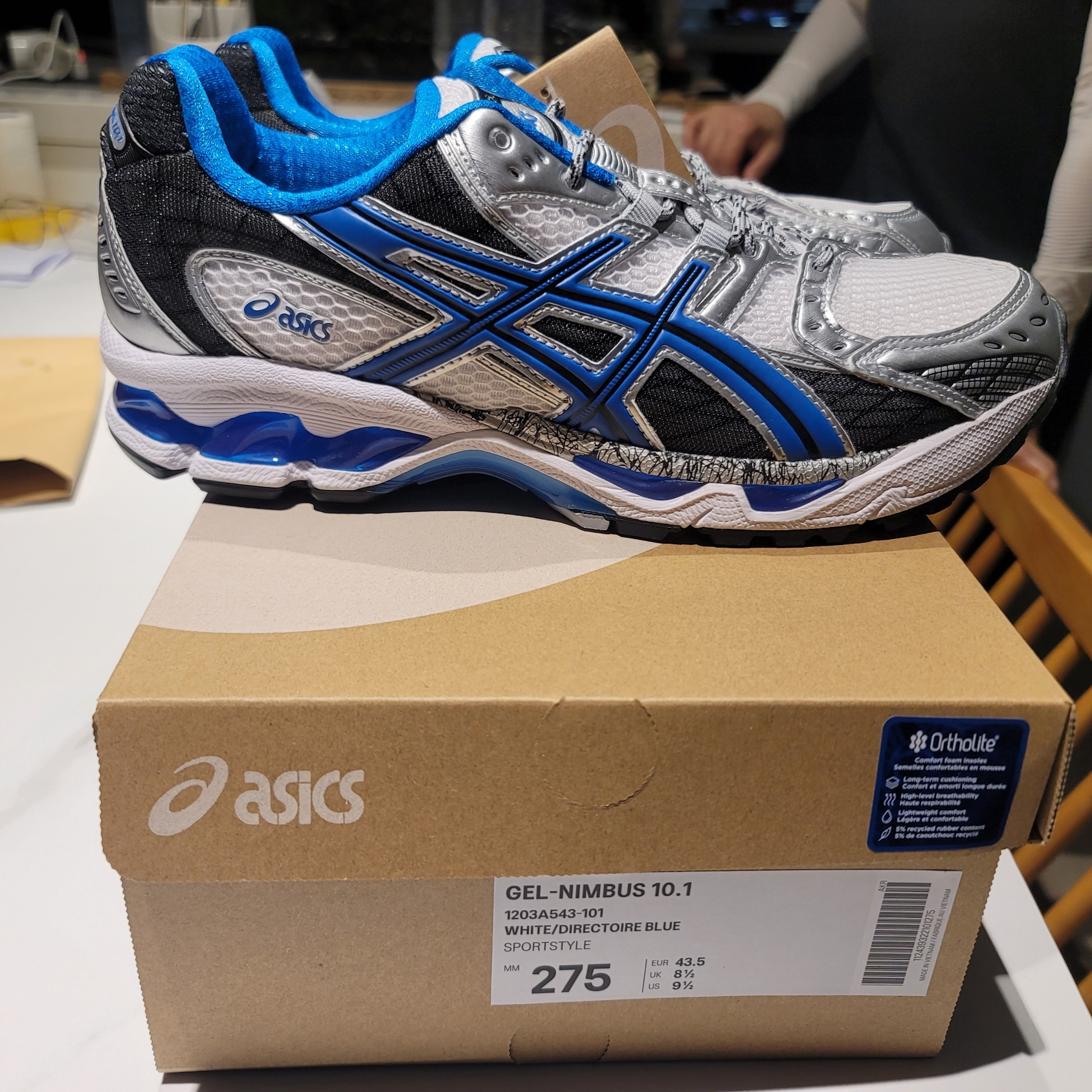 Asics Gel-Nimbus 10.1 White Directoire Blue 착용 스타일 - 5