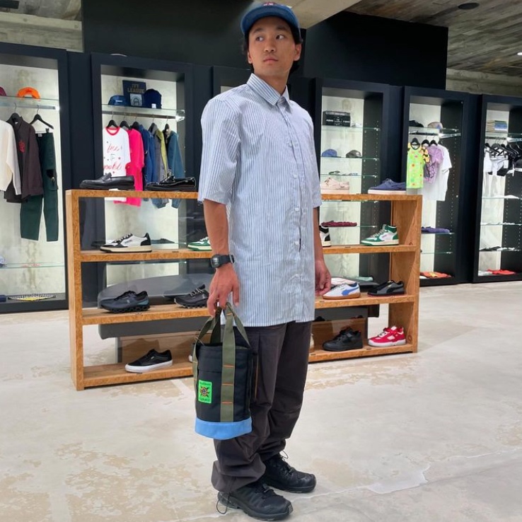 Pop Trading Company Crest Sixpanel Hat Rinse Denim 착용 스타일 - 2