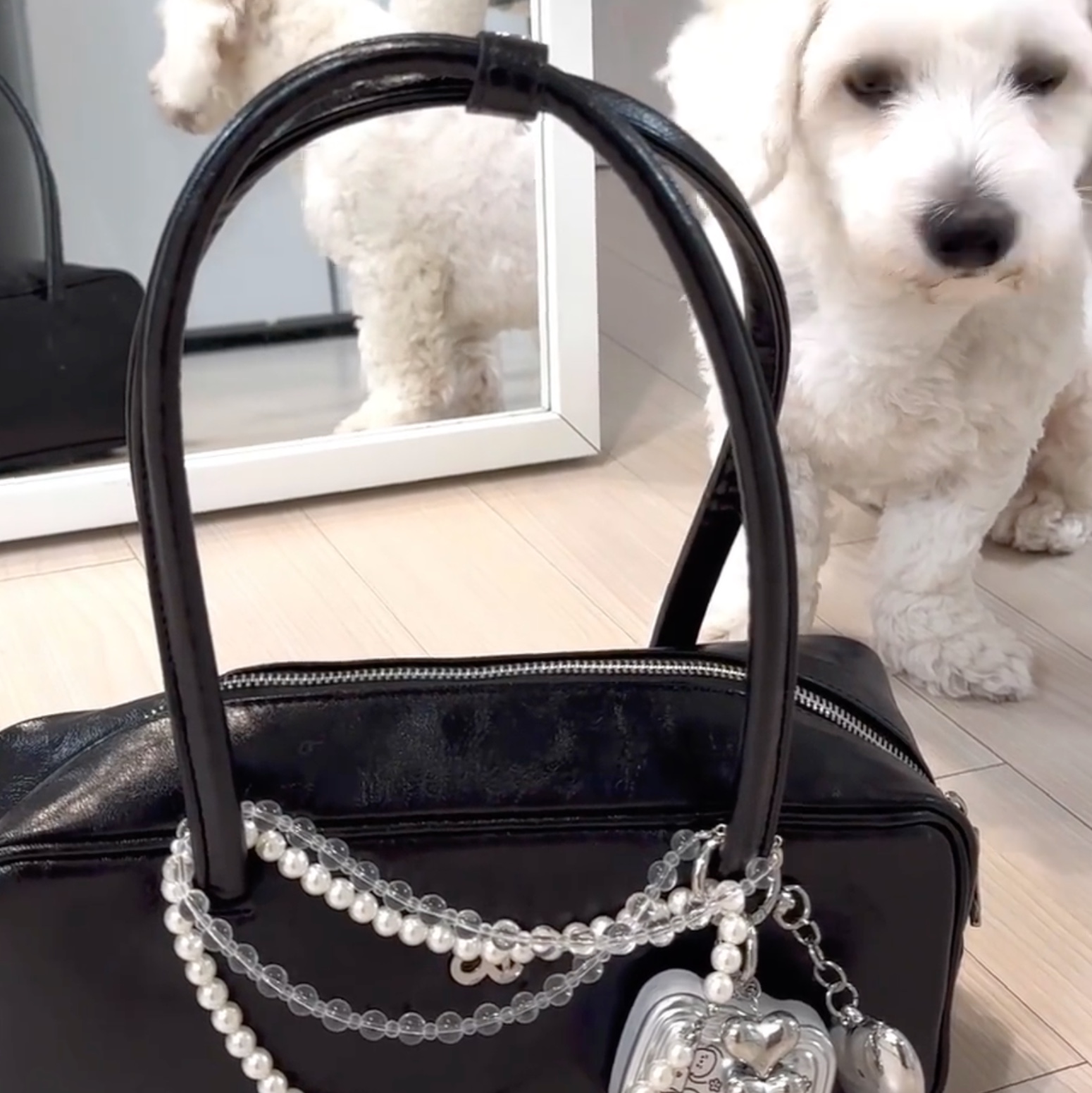 Anoetic Anc Laffine Bag Silver, Anoetic Anc Laffine Bag Sky Blue 착용 스타일