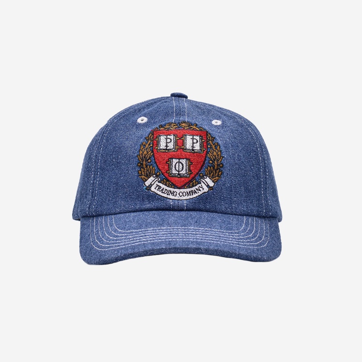 Pop Trading Company Crest Sixpanel Hat Rinse Denim 착용 스타일 - 3