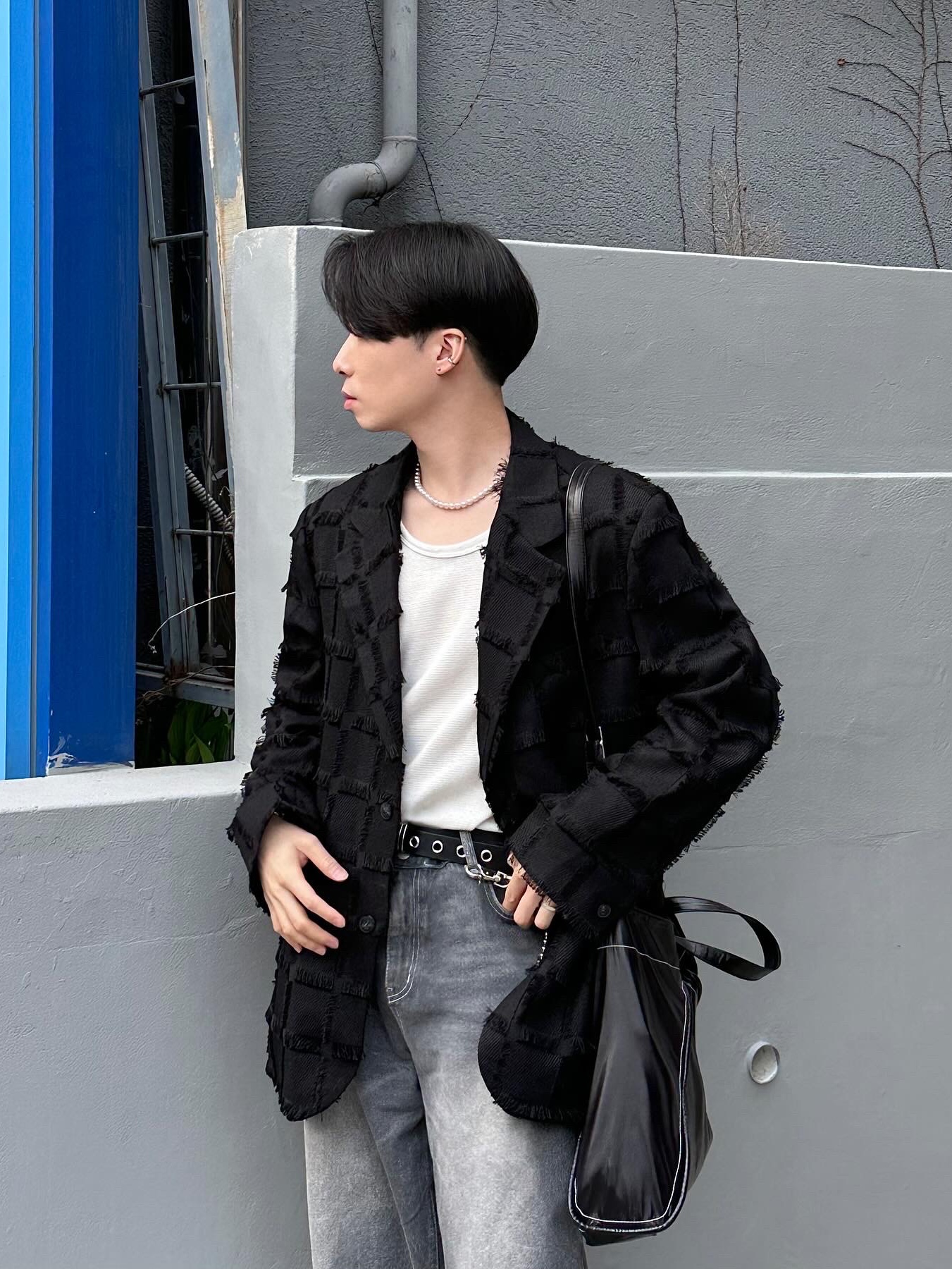 Matin Kim Big Coating Tote Bag Black, Nike Air Force 1 '07 Low White 착용 스타일 - 8