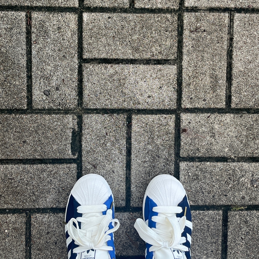 (W) Adidas Superstar Night Indigo Off White 착용 스타일