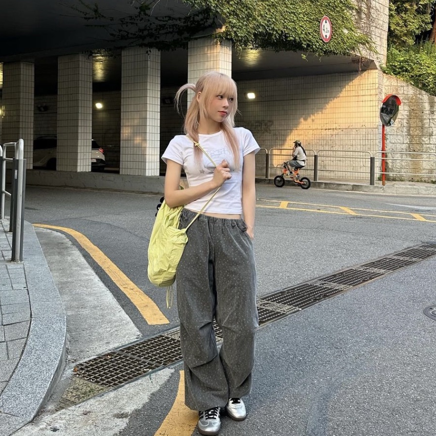 ACOC Tiered Banding Backpack Black, ACOC Tiered Banding Backpack Lime Lemon 착용 스타일