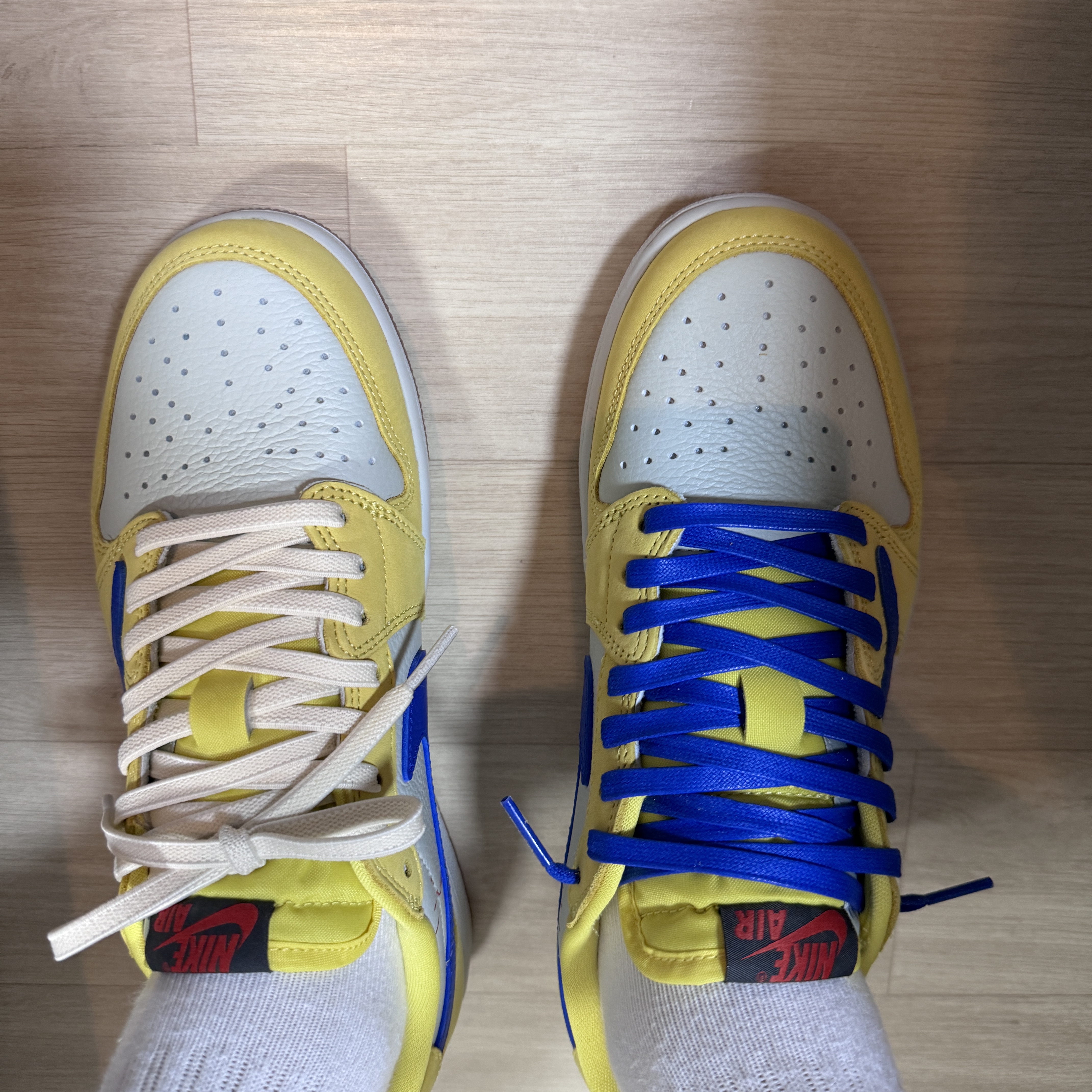 (W) Jordan 1 x Travis Scott Retro Low OG SP Canary 착용 스타일 - 1