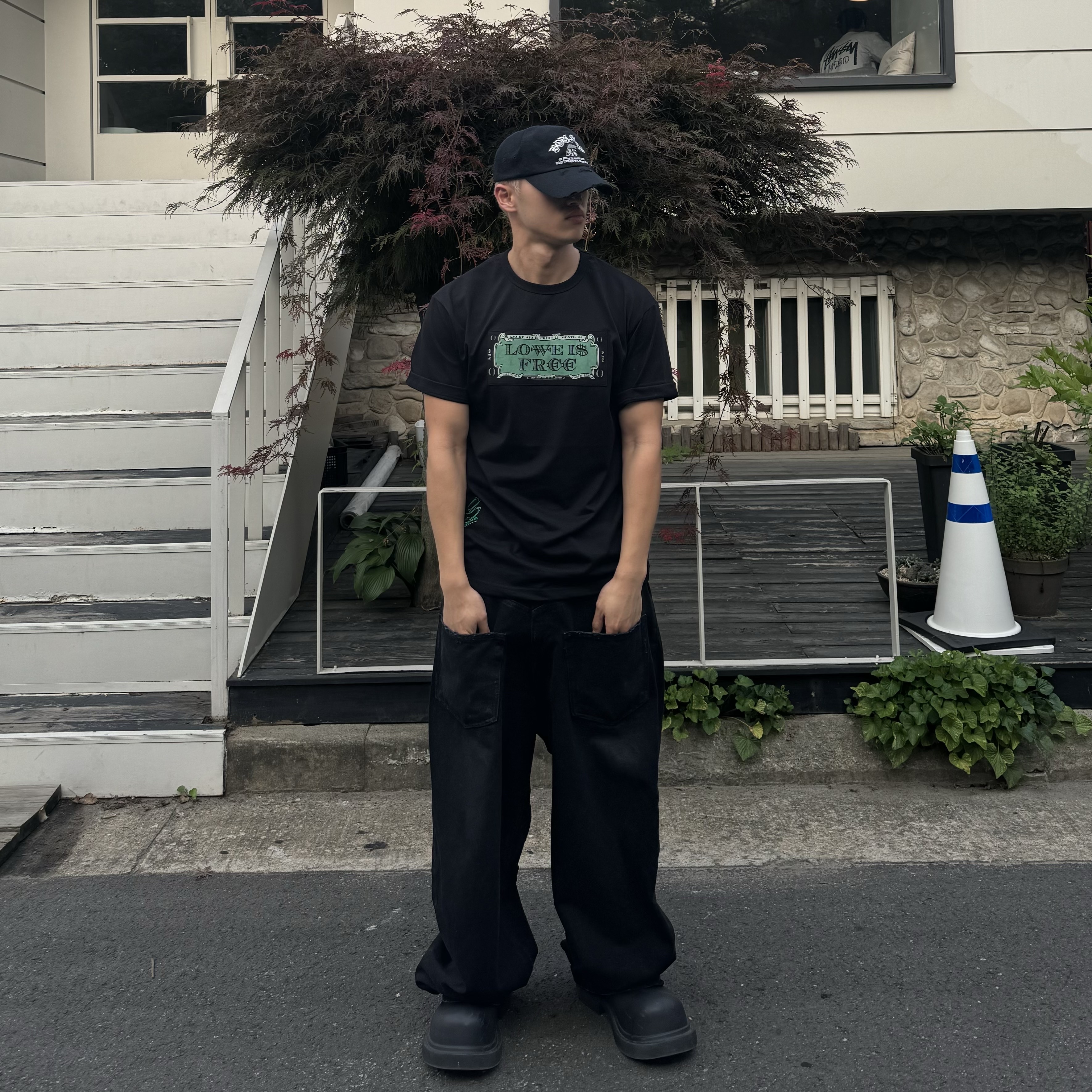 Project G/R Backward Denim Pants Black, (W) Balenciaga Steroid Derby Black 착용 스타일 - 1