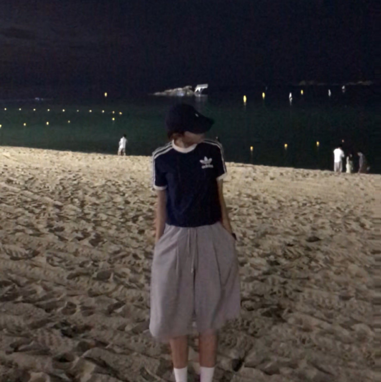 (W) Adidas 3S T-shirt Dark Blue - KR Sizing 착용 스타일
