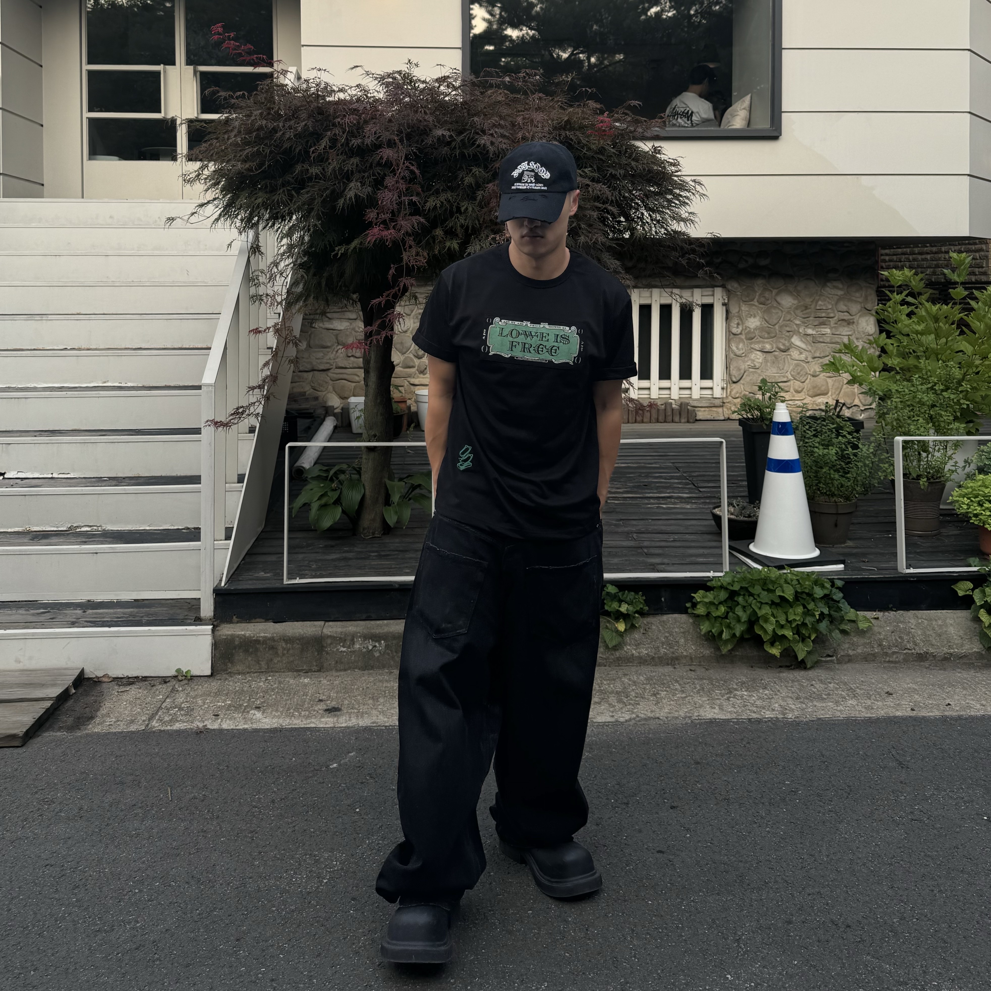 Project G/R Backward Denim Pants Black, (W) Balenciaga Steroid Derby Black 착용 스타일 - 2