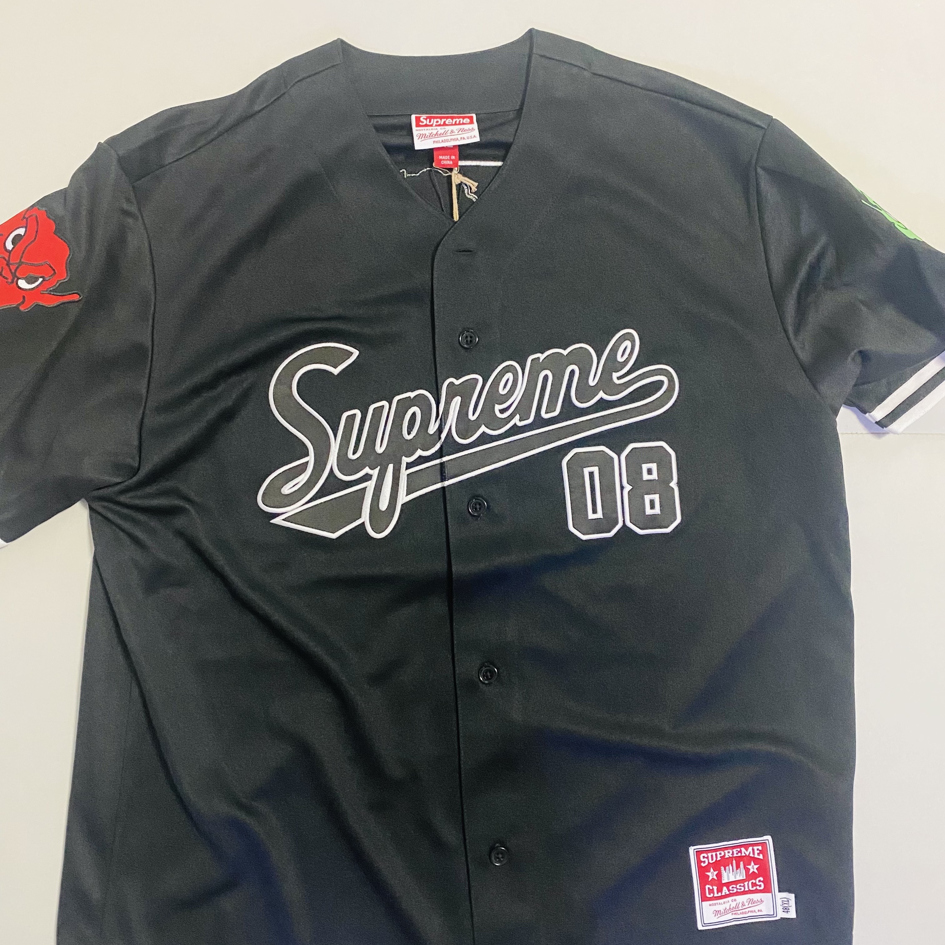 Supreme Mitchell & Ness Downtown Hell Baseball Jersey Black - 23FW 착용 스타일