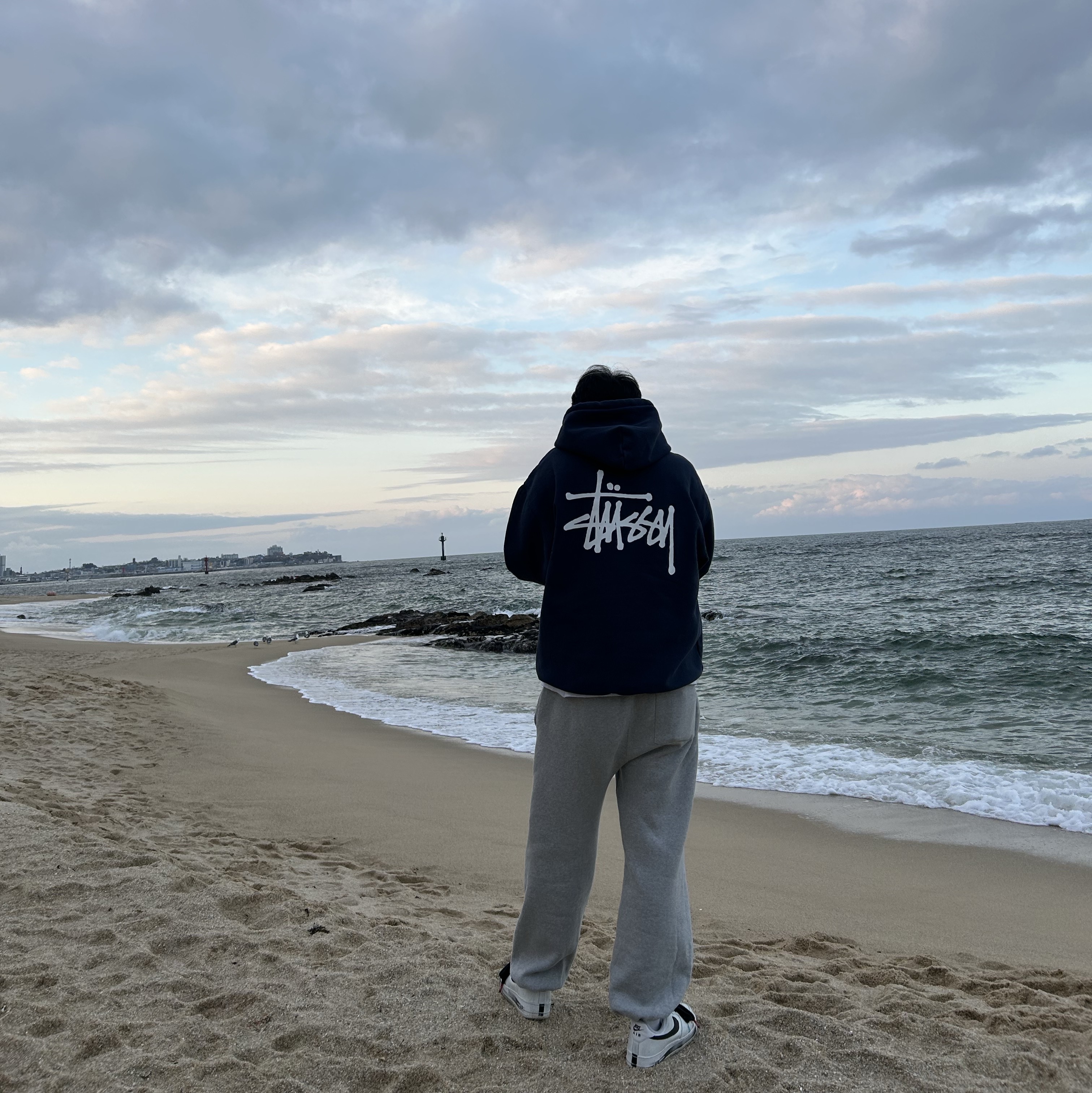 Stussy Basic Stussy Hoodie Navy 2023, Nike x Peaceminusone Air Force 1 Low Para-Noise 2.0 착용 스타일