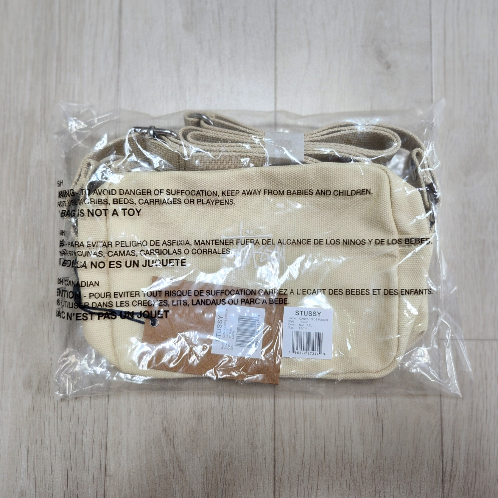 Stussy Canvas Side Pouch Natural 착용 스타일 - 2