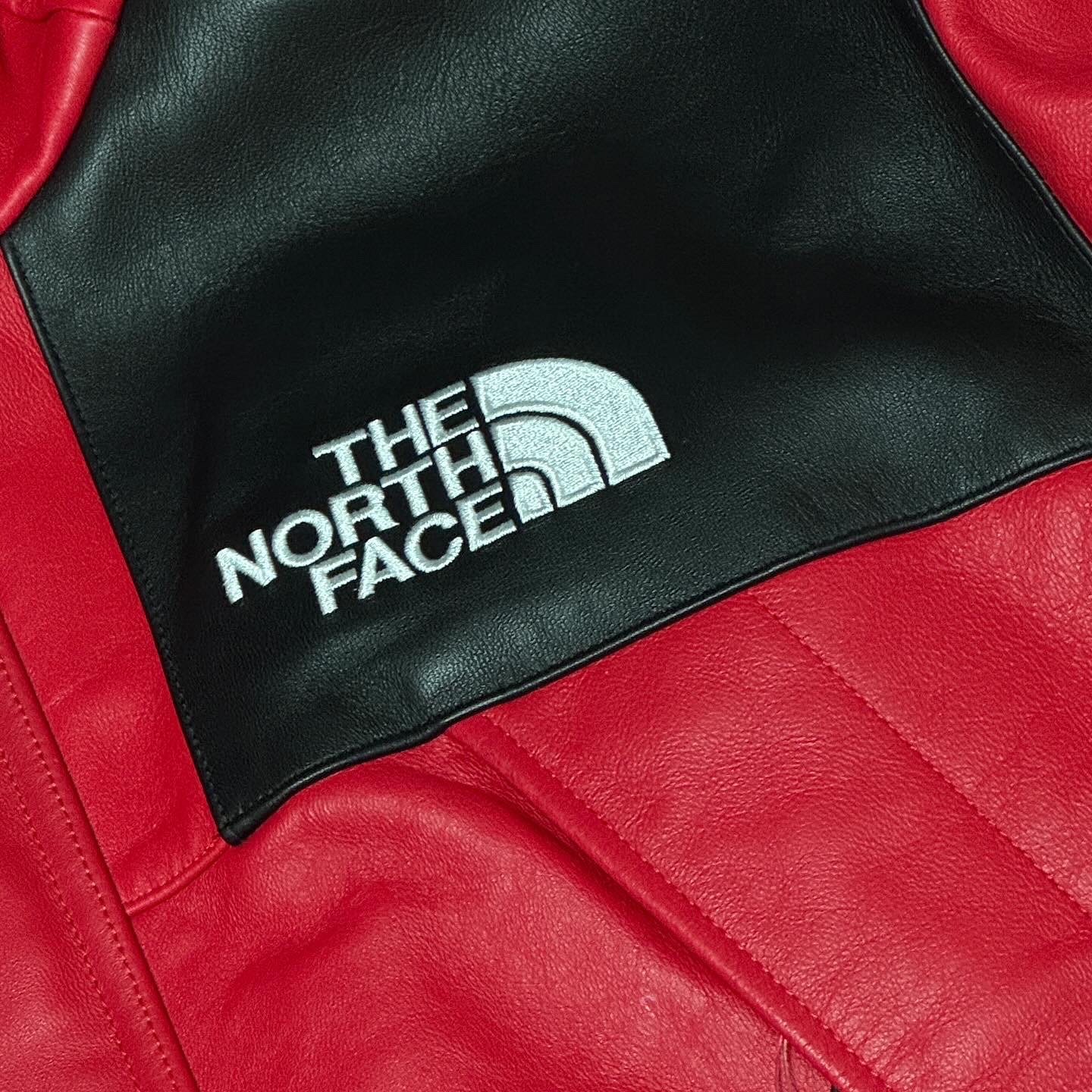 Supreme x The North Face Leather Mountain Parka Red - 18FW 착용 스타일 - 2