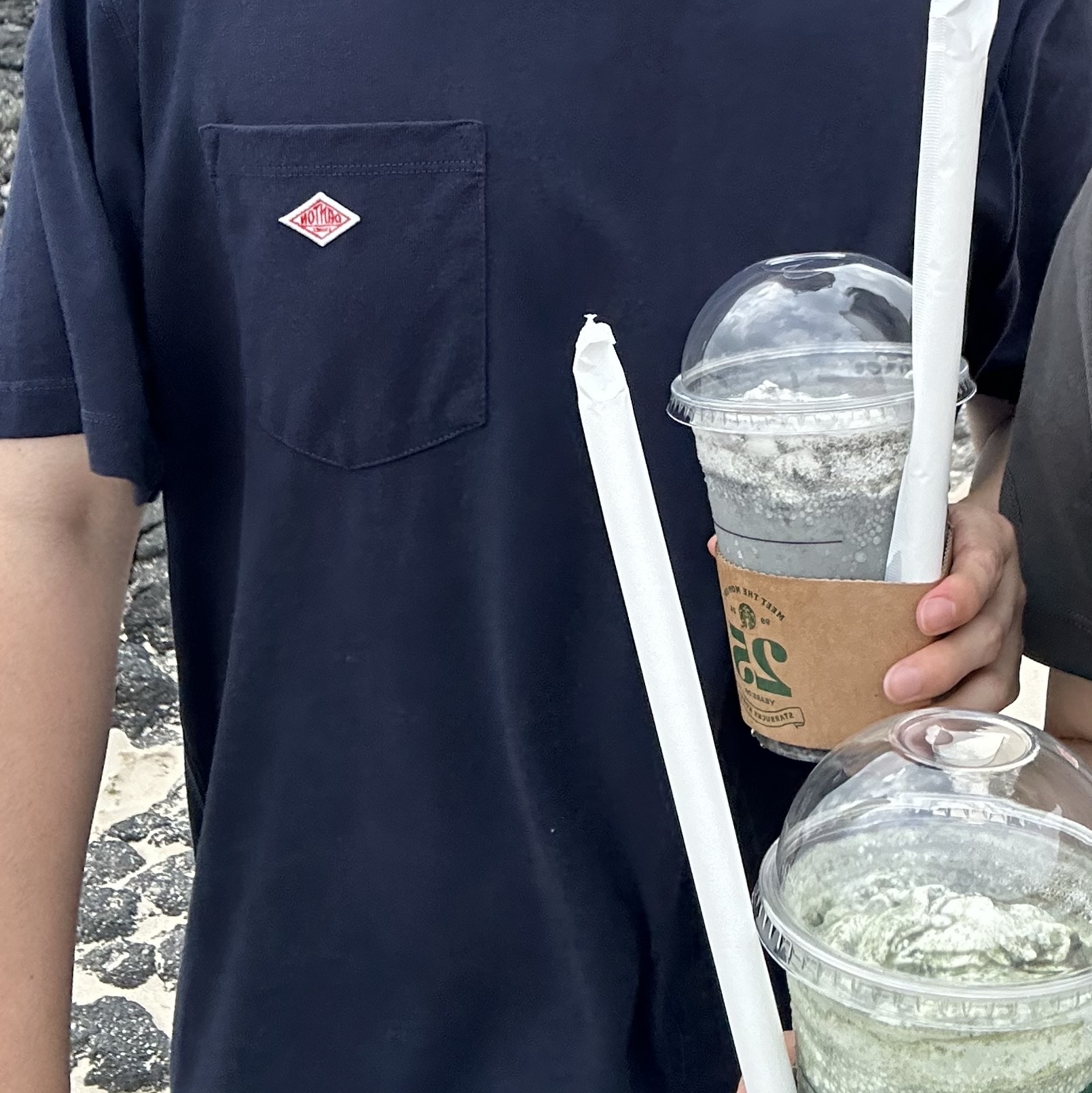 Danton Plain Short Sleeve Pocket T-Shirt Navy 착용 스타일