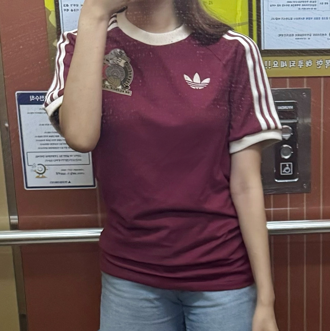 Adidas Mexico Adicolor 3S T-Shirt Noble Maroon - KR Sizing 착용 스타일 - 2