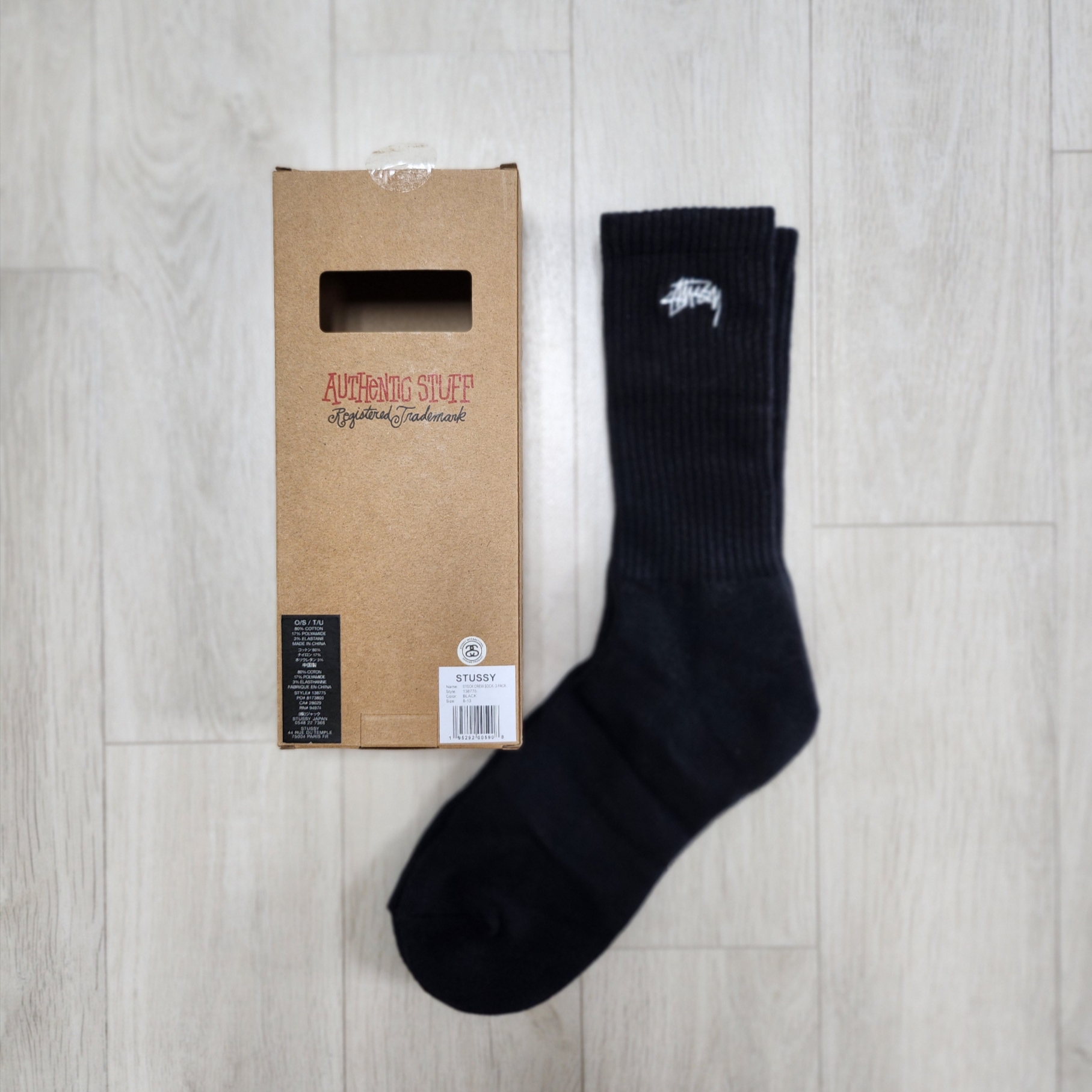 Stussy Small Stock Crew Socks Black (3 Pack) 착용 스타일
