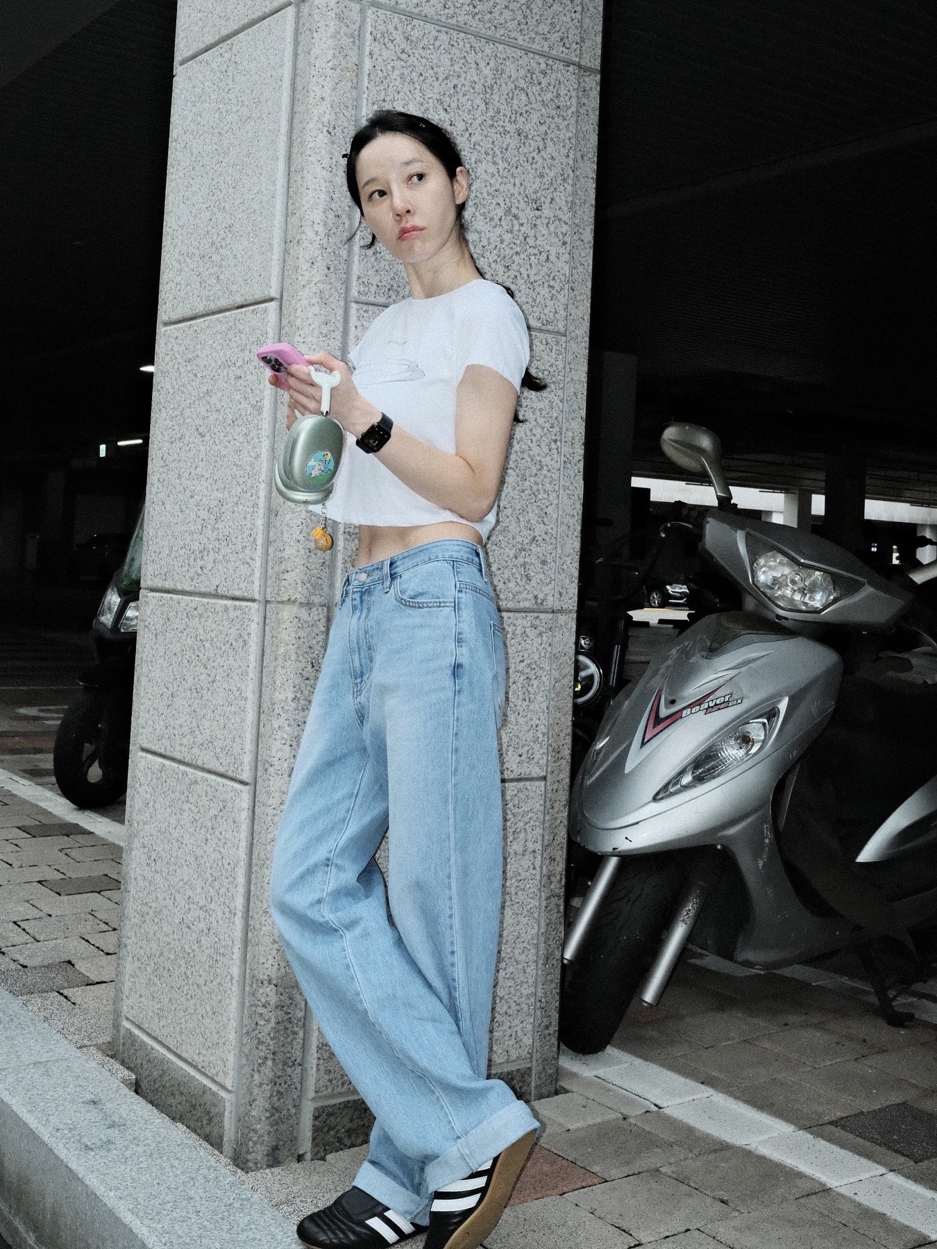 Opening Project Women Cropped Symbol T-Shirts 3D White, (W) Adidas Taekwondo Core Black Cloud White 착용 스타일 - 5