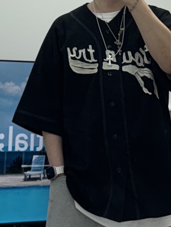 Kapital Baseball Bone Shirt Black 착용 스타일 - 1