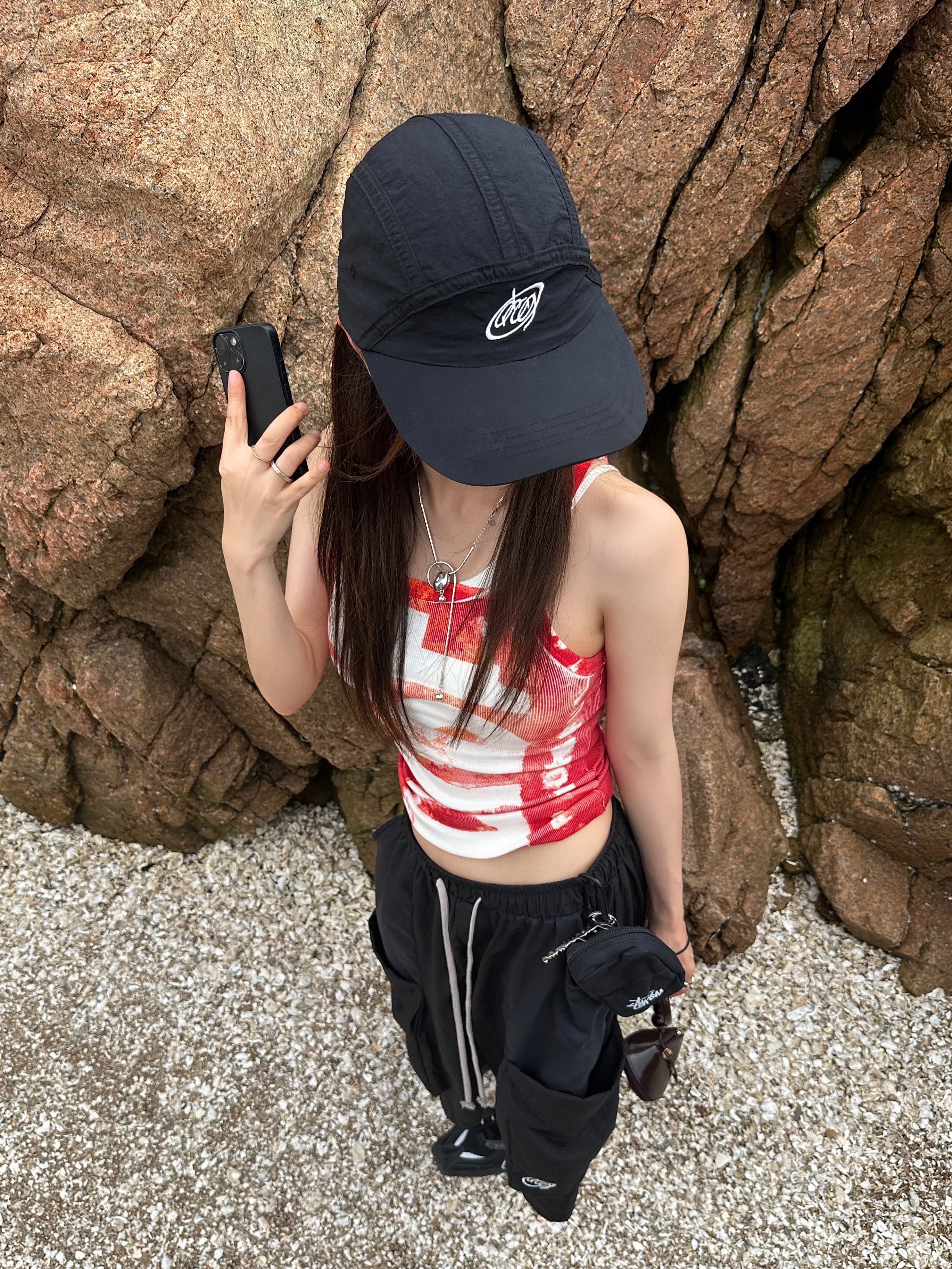 (W) Diesel T-Anky-G1 Tank Top with Bleeding-Effect Logo Red 착용 스타일 - 3