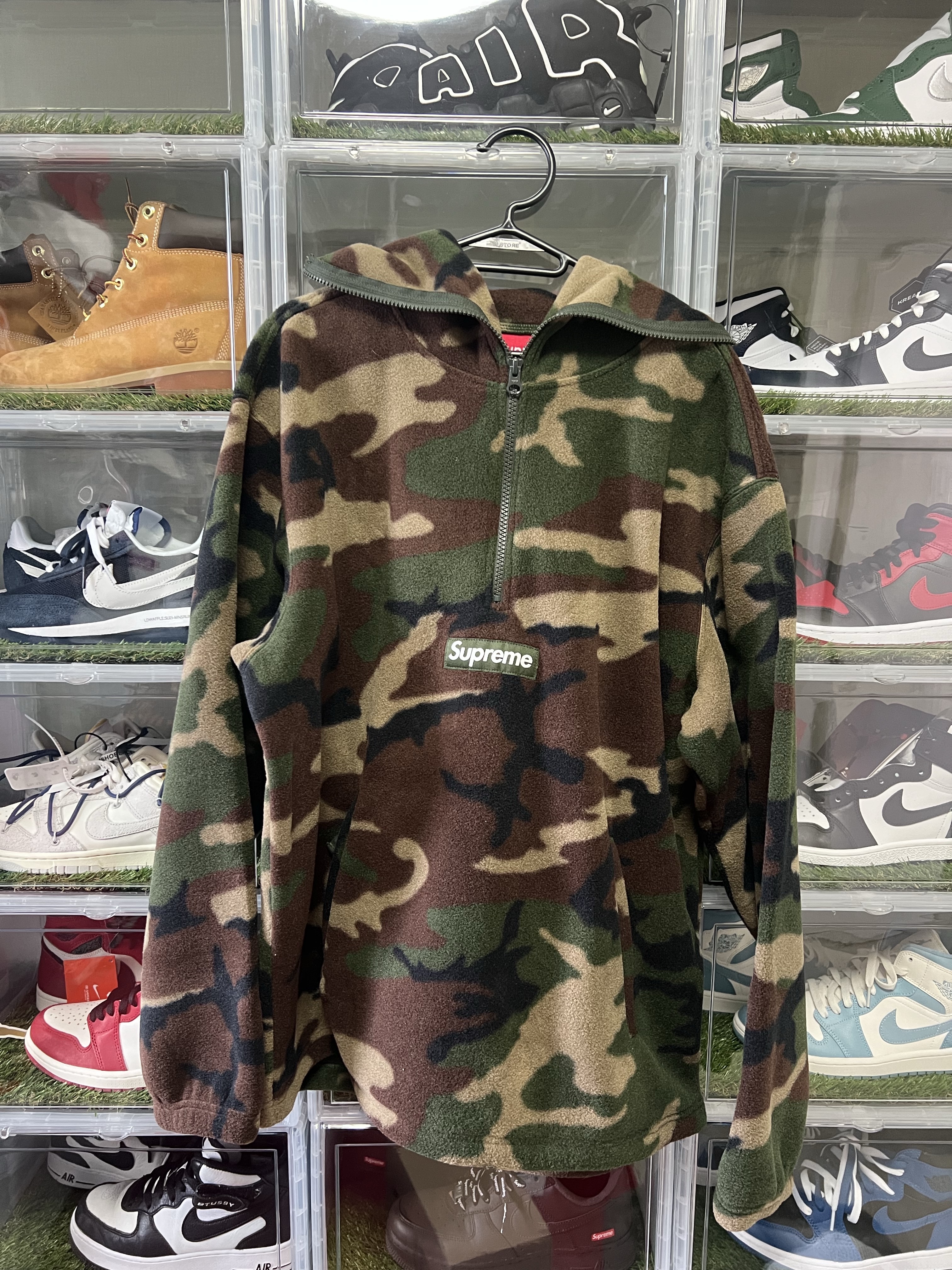 Supreme Polartec Facemask Half Zip Pullover Woodland Camo - 22FW 착용 스타일 - 1