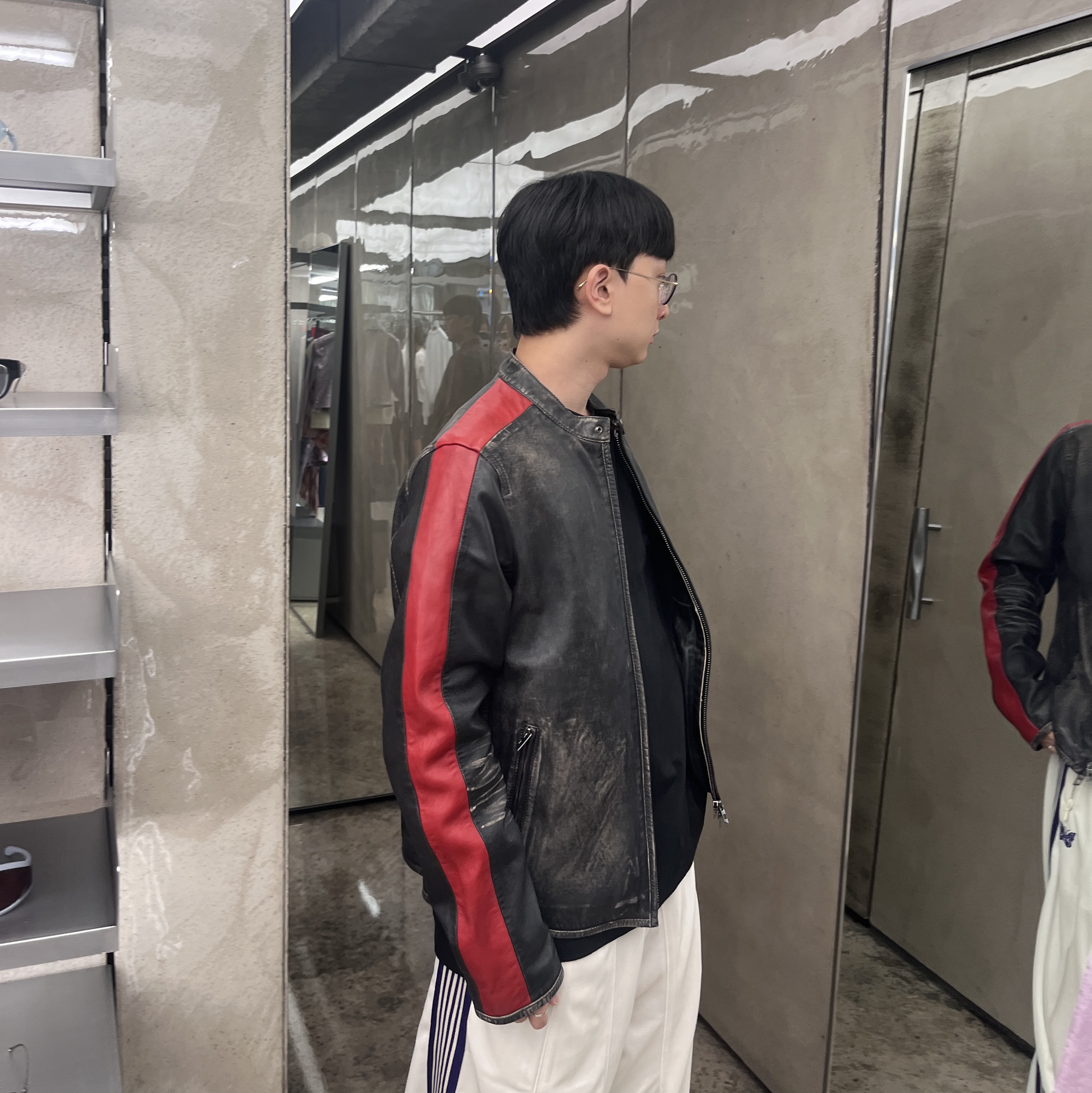 Needles H.D. Track Pants Poly Smooth Ice White 착용 스타일 - 1