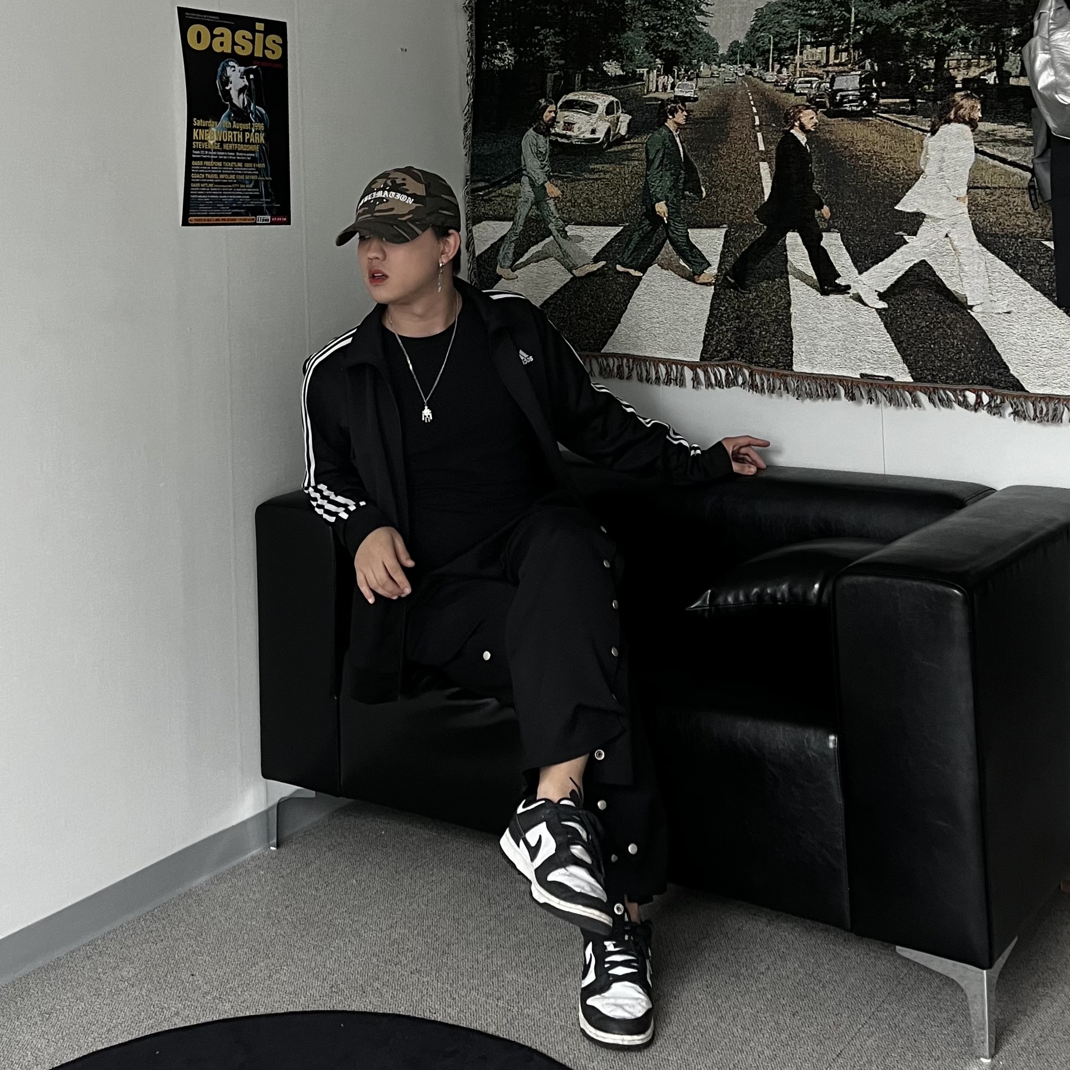 (W) Nike Dunk Low Black, Adidas Adicolor Classic Beckenbauer Track Top Black - KR Sizing 착용 스타일
