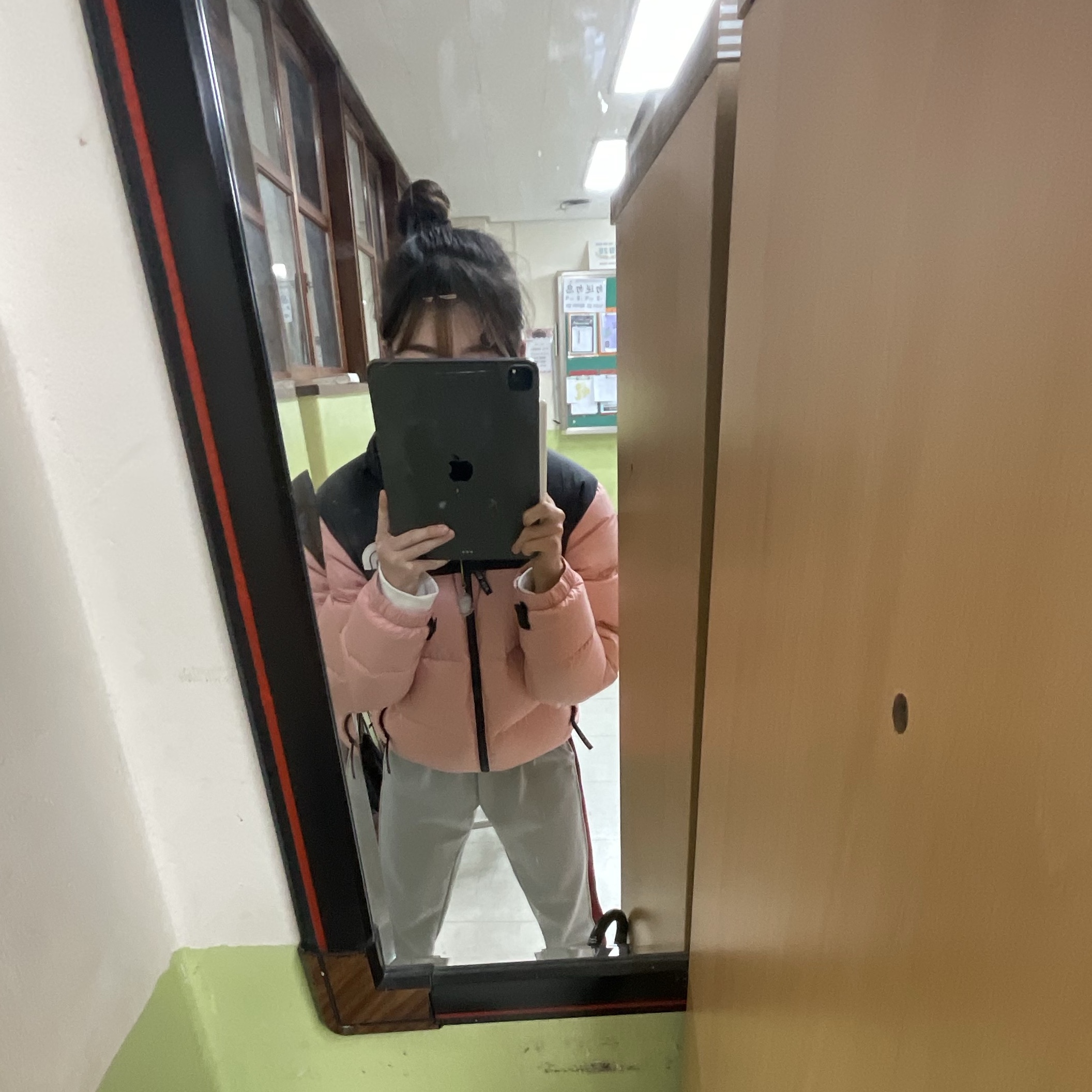 (W) The North Face 1996 Eco Nuptse Jacket Dusty Rose 착용 스타일