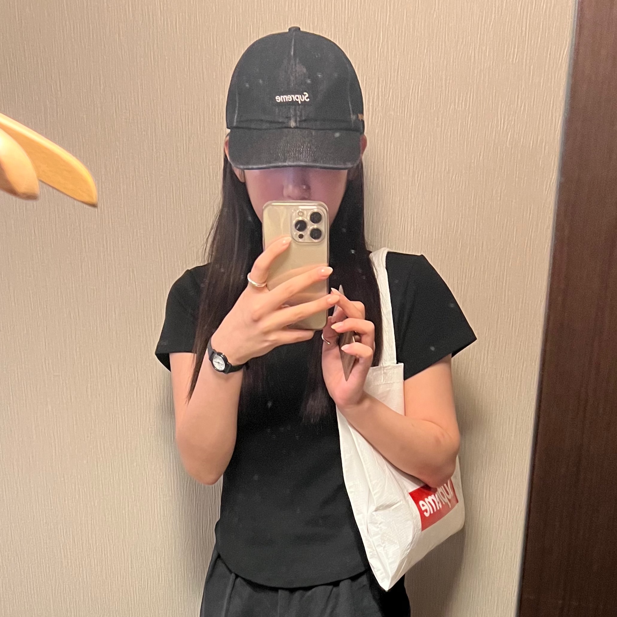 Supreme Cordura Denim Small Box 6-Panel Black - 24SS 착용 스타일
