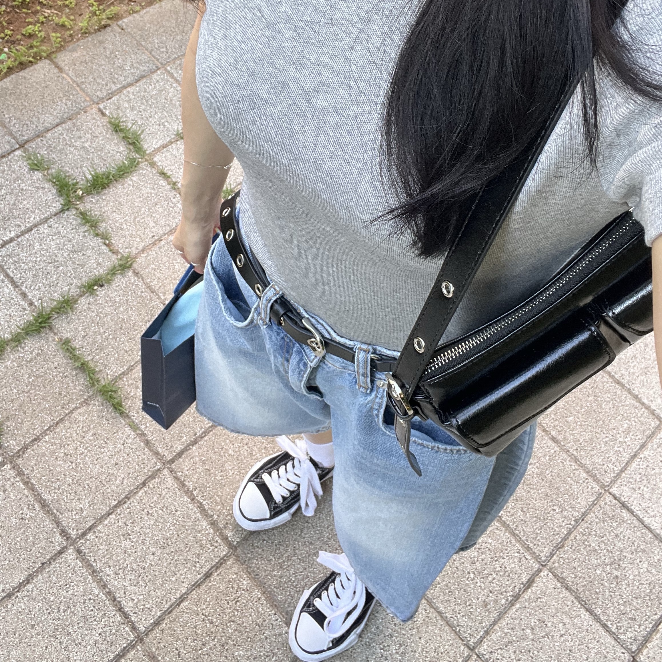 Maison Mihara Yasuhiro Peterson OG Sole Canvas Low Sneakers Black, (W) Glowny G Classic Fitted T-Shirt Gray 착용 스타일 - 2