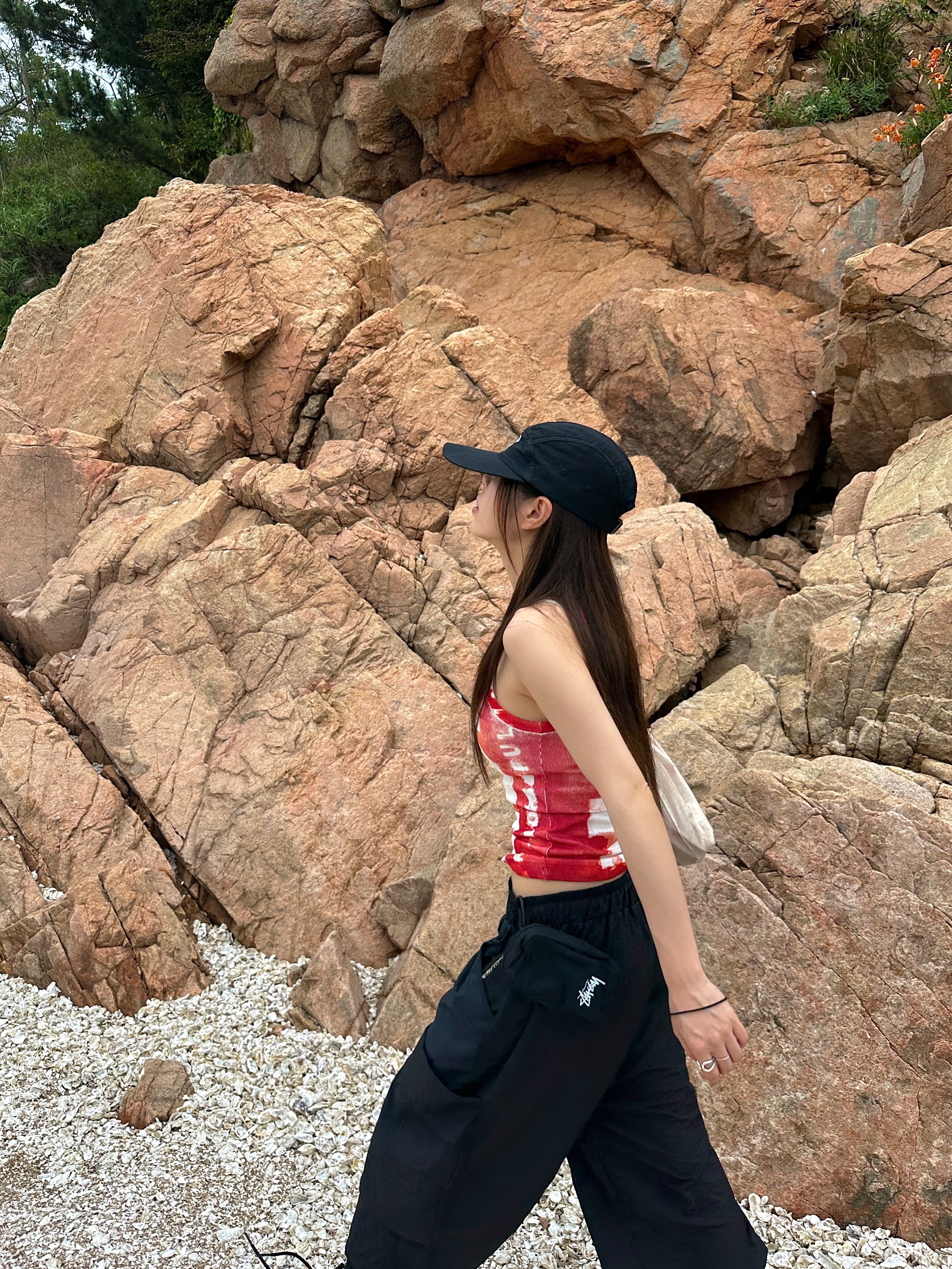 (W) Diesel T-Anky-G1 Tank Top with Bleeding-Effect Logo Red 착용 스타일 - 6